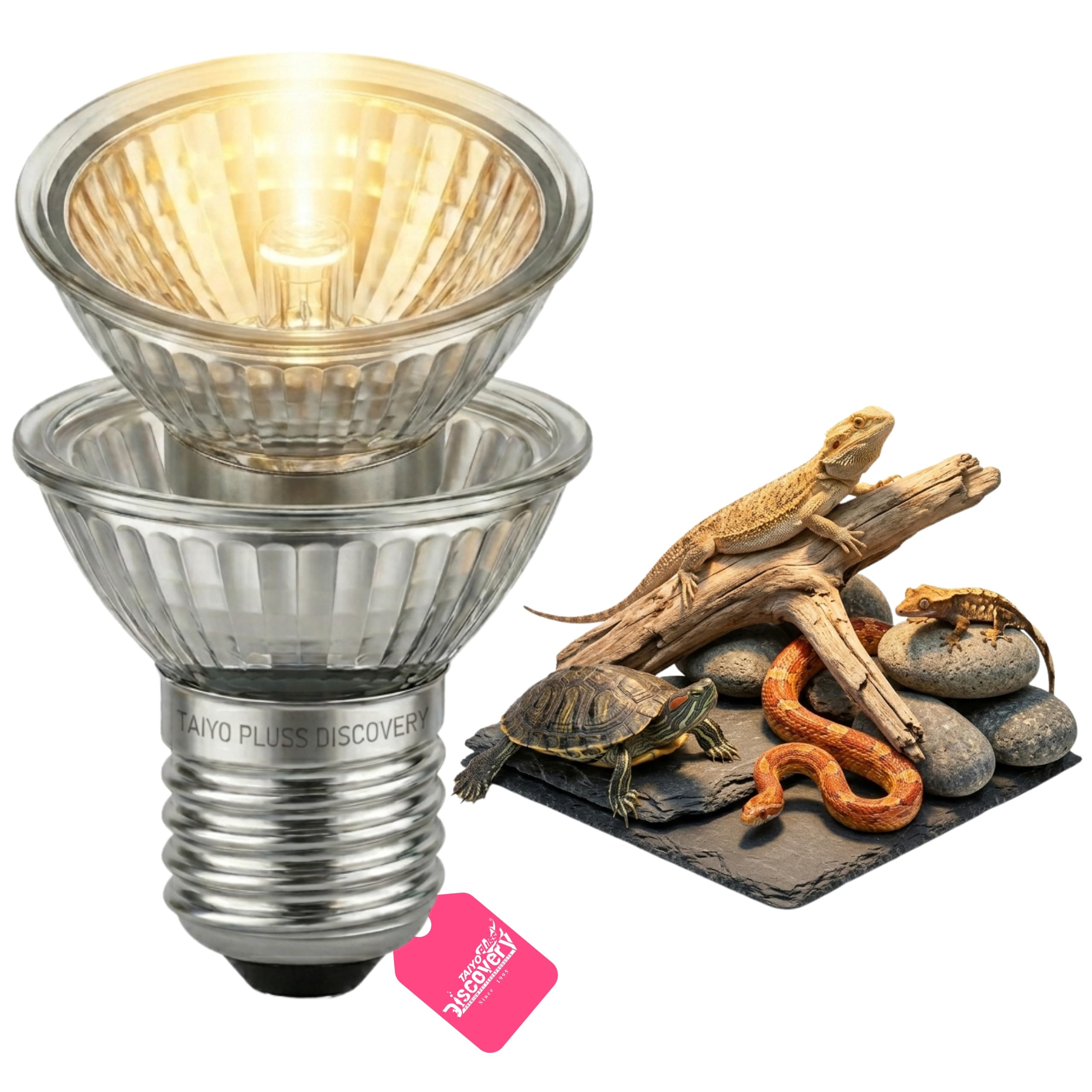 Taiyo Pluss Discovery Reptile Basking Bulb - 50 W (Pack of 2) | UVA + UVB Heat Lamp Replacement Bulb for Turtles, Tortoises, Lizards, Geckos & Snakes | E27 Sunlight Spotlight for Reptile Habitat-picture-33