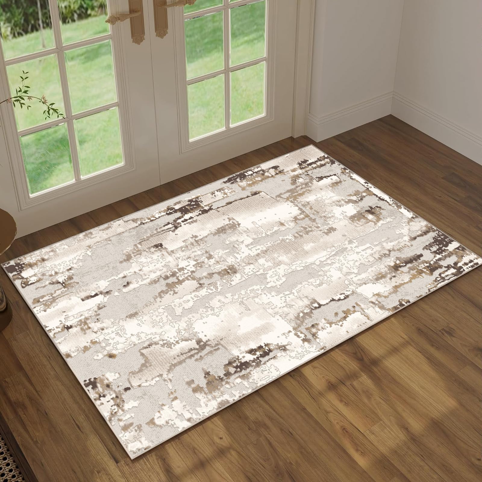 Area Rug - 3x4 Vintage Machine Washable Rug with Non-Slip Backing for Living Room Bedroom Kitchen Dining Room Laundry, Non-Shedding Indoor Floor Rugs
