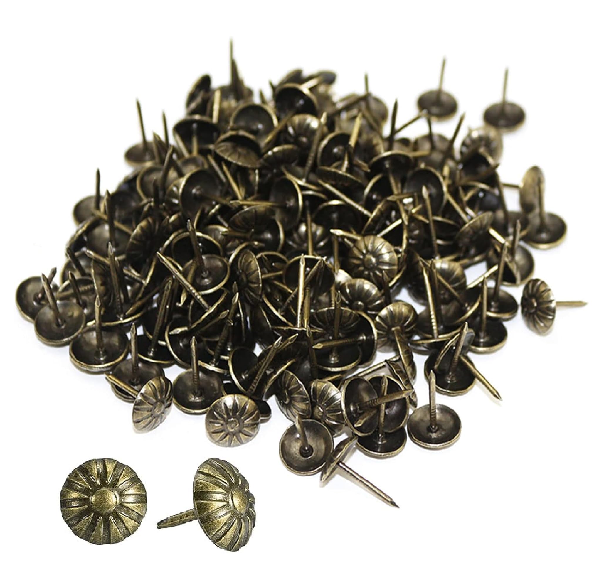 QZIBEVA Pack of 25 Upholstery Flower Tacks Nail Furniture Pins 11 mm Escutcheon Pins Bronze Finish Item-FJ25 Small-picture-26