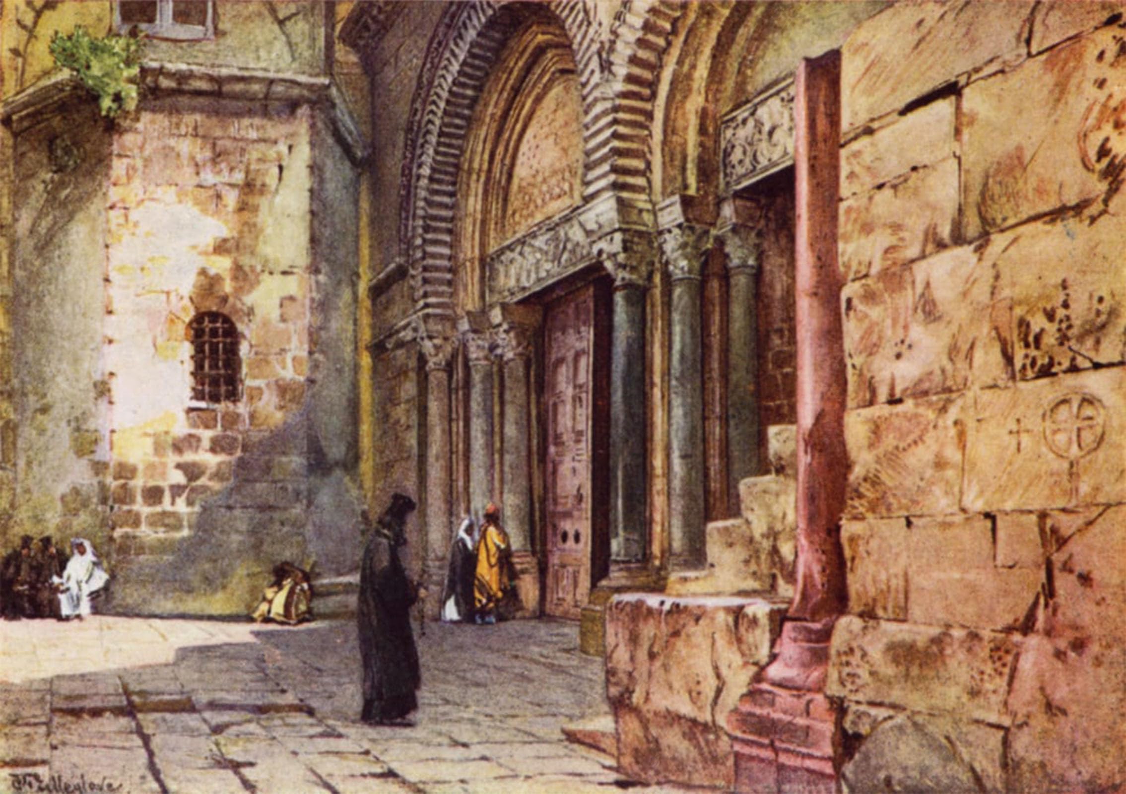 POSTERIIk Famous Animal Posters Vintage Picture Entrance to the Church of the Holy Sepulchre by Fulleylove Modern Wall Decor for Home Decor 60x90cm