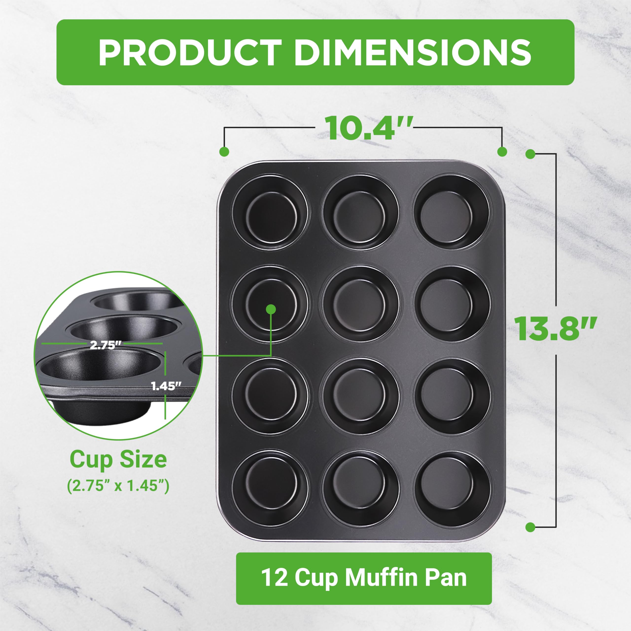 Muffin-Backform mit 12 Tassen, antihaftbeschichtet, Deluxe-Backform