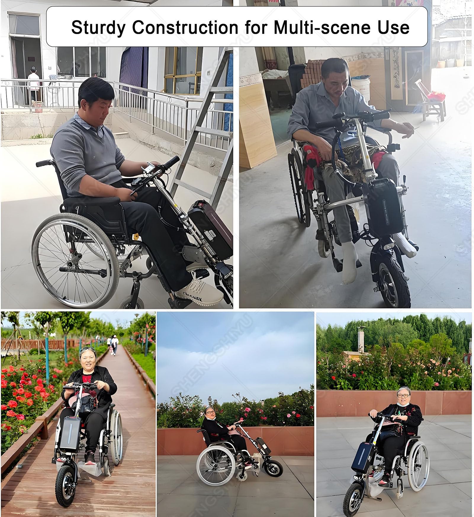 500w Silla Ruedas Eléctrica Accesorio para Silla Ruedas,Dispositivo De Tracción para Silla Ruedas,Autonomía hasta 65km,Ajuste 3 Velocidades Bicicleta Eléctrica para Discapacitados A