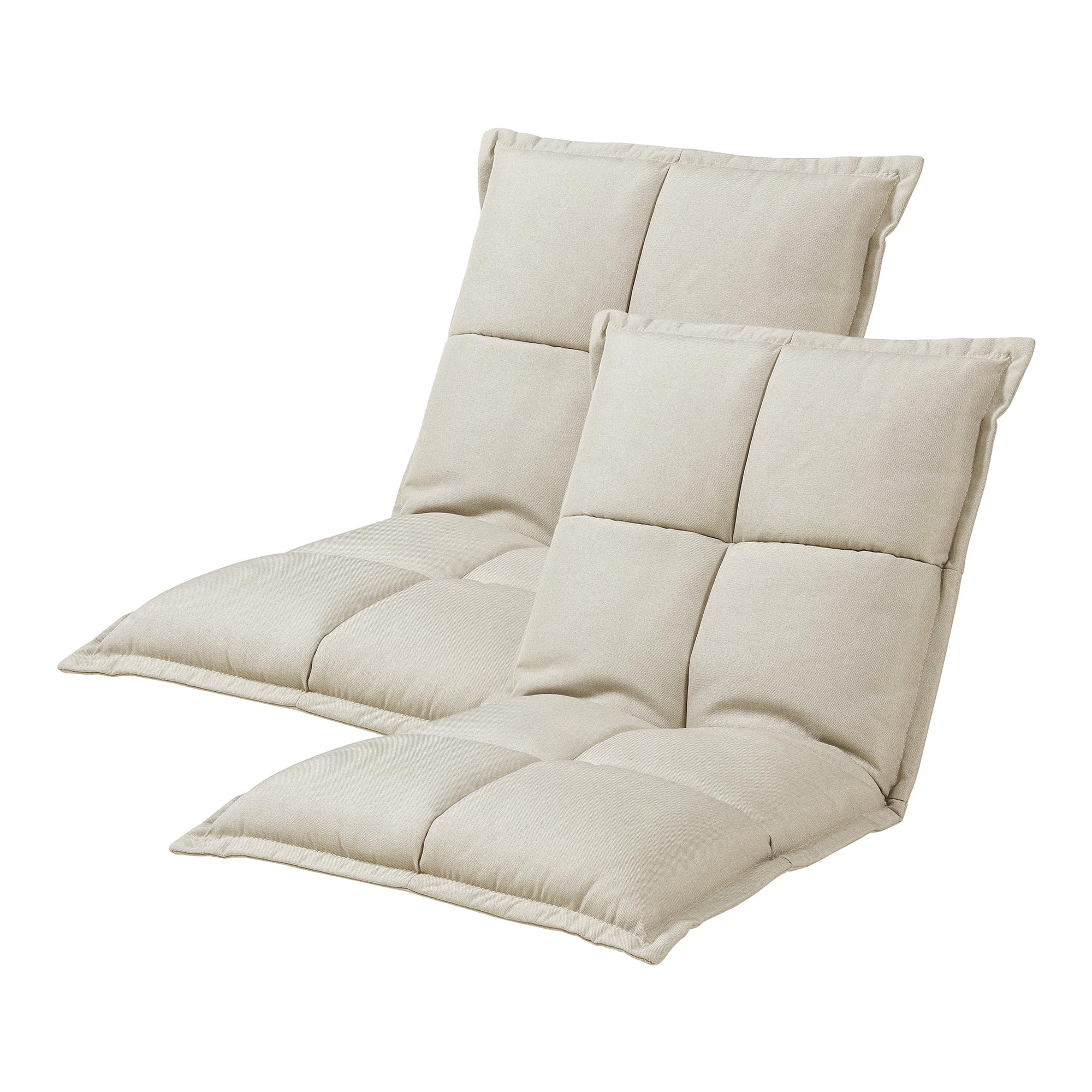 [en.casa] Set di 2 Sedie da Pavimento con Schienale Regolabile in 5 Posizioni Poltroncine Imbottite da Terra Sedie Reclinabili per Soggiorno Relax Meditazione - Beige