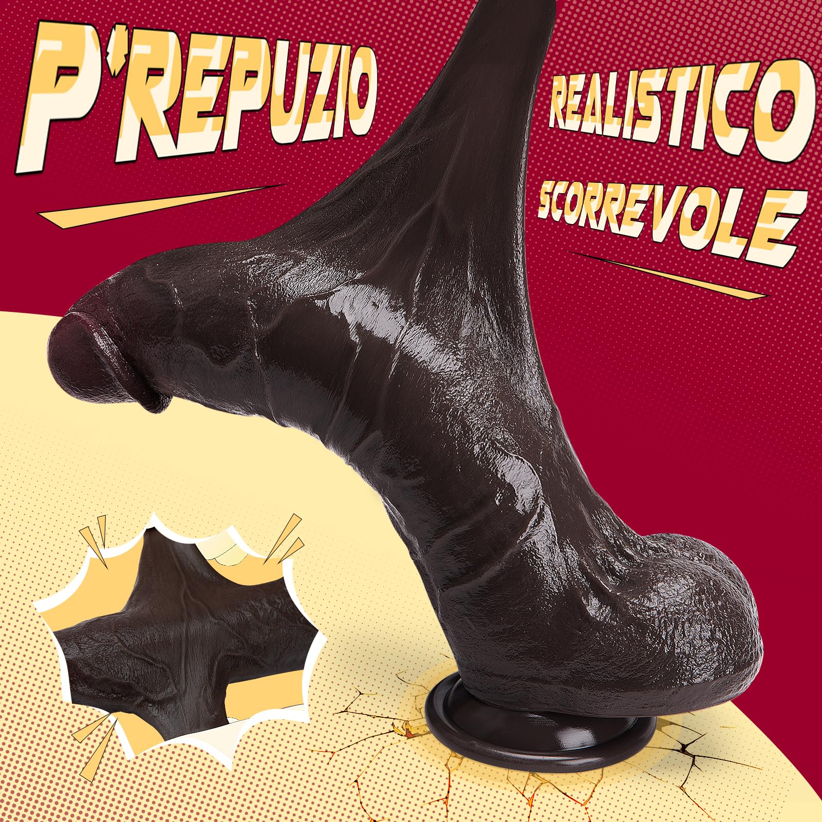 Sex Toys Dildo Realistico - Sexytoysys Donna Uomo Coppie Pene Finto XXL Grosso con Prepuzio Scorrevole, 27CM Plug Anale Gay Dilatatore Silicone Dildos per Sesso con Ventosa Potente e Vene Realistiche