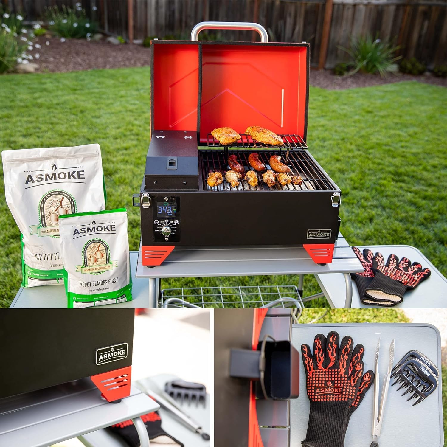 ASMOKE Foldable Grilling Table â€“ Premium & Lightweight Aluminum Cooking Table for Camping, Outdoor BBQ Party and RV Touring - Compatible with AS350 Series, 88lbs Capacity, Comes with Carrying Bag