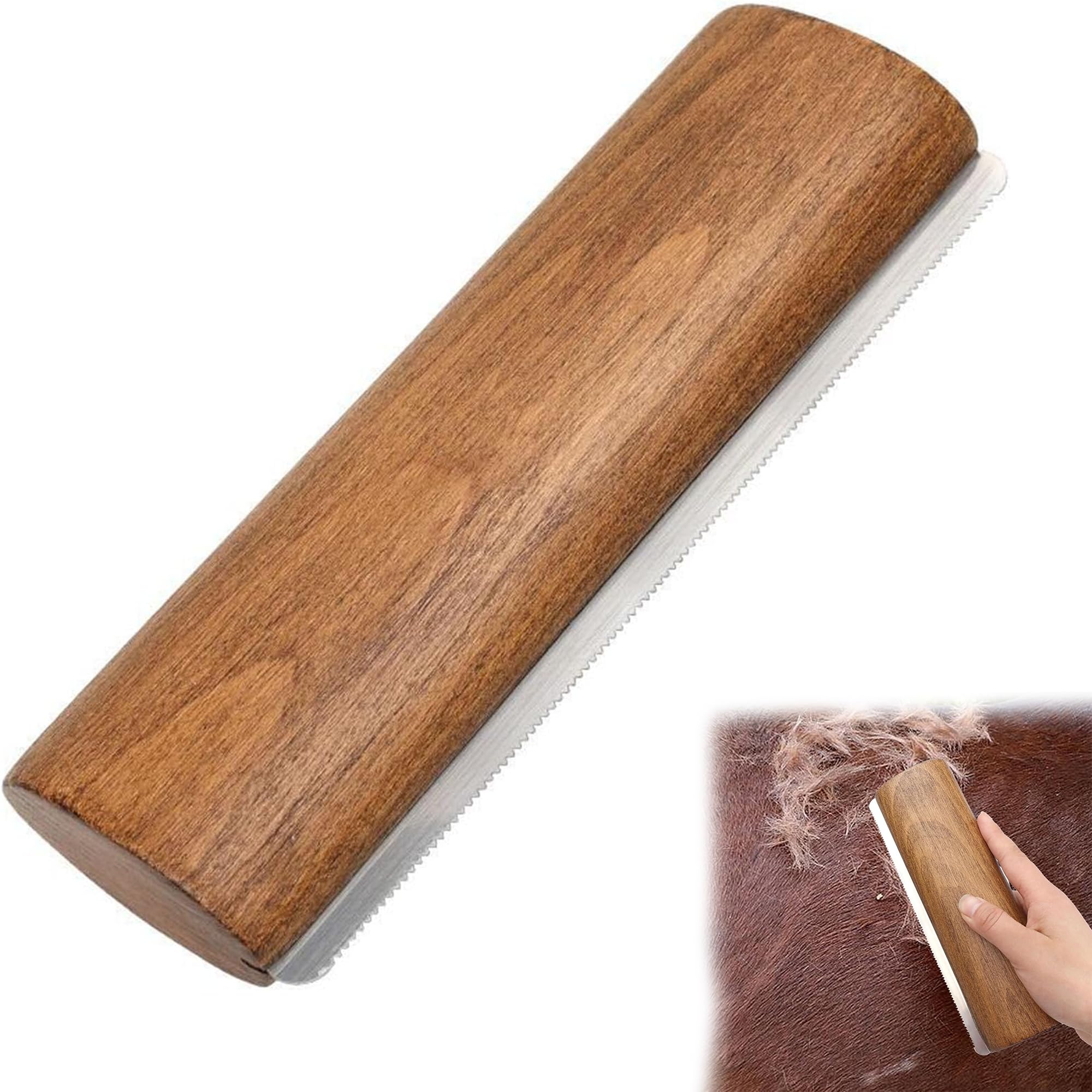 Gxdamxz Horse Deshedding Tool with Wooden Handle, Horse Shedding for Removing Loose Hair and Dirt, Grooming Brushes for Horses, Livestock
