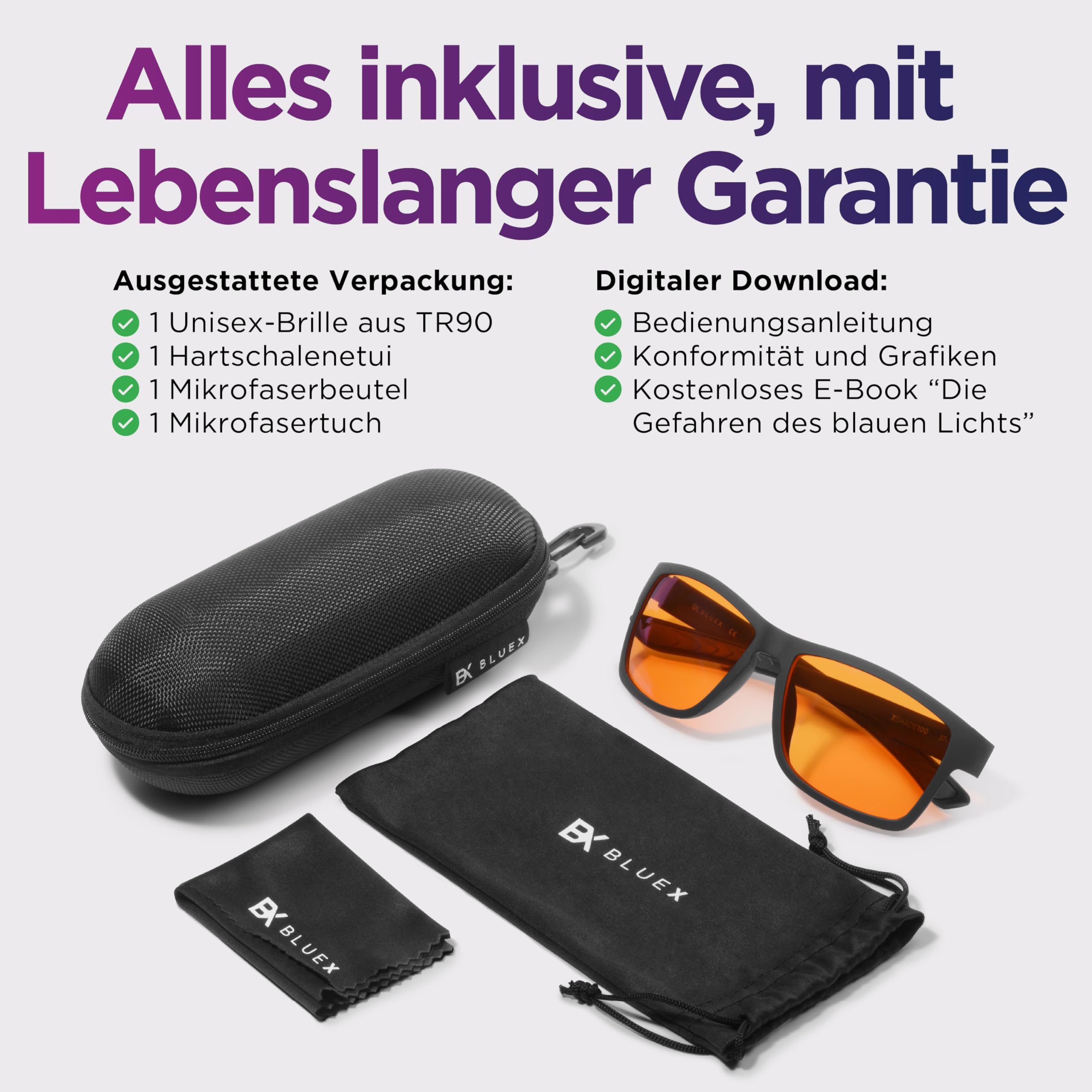 Gaming Brille TR90 Super Leicht - Blaulichtfilter Computerbildschirm-Brille - Anti-Blaulicht-Bildschirm für Gamer PCs und Büro (Herren - Damen)