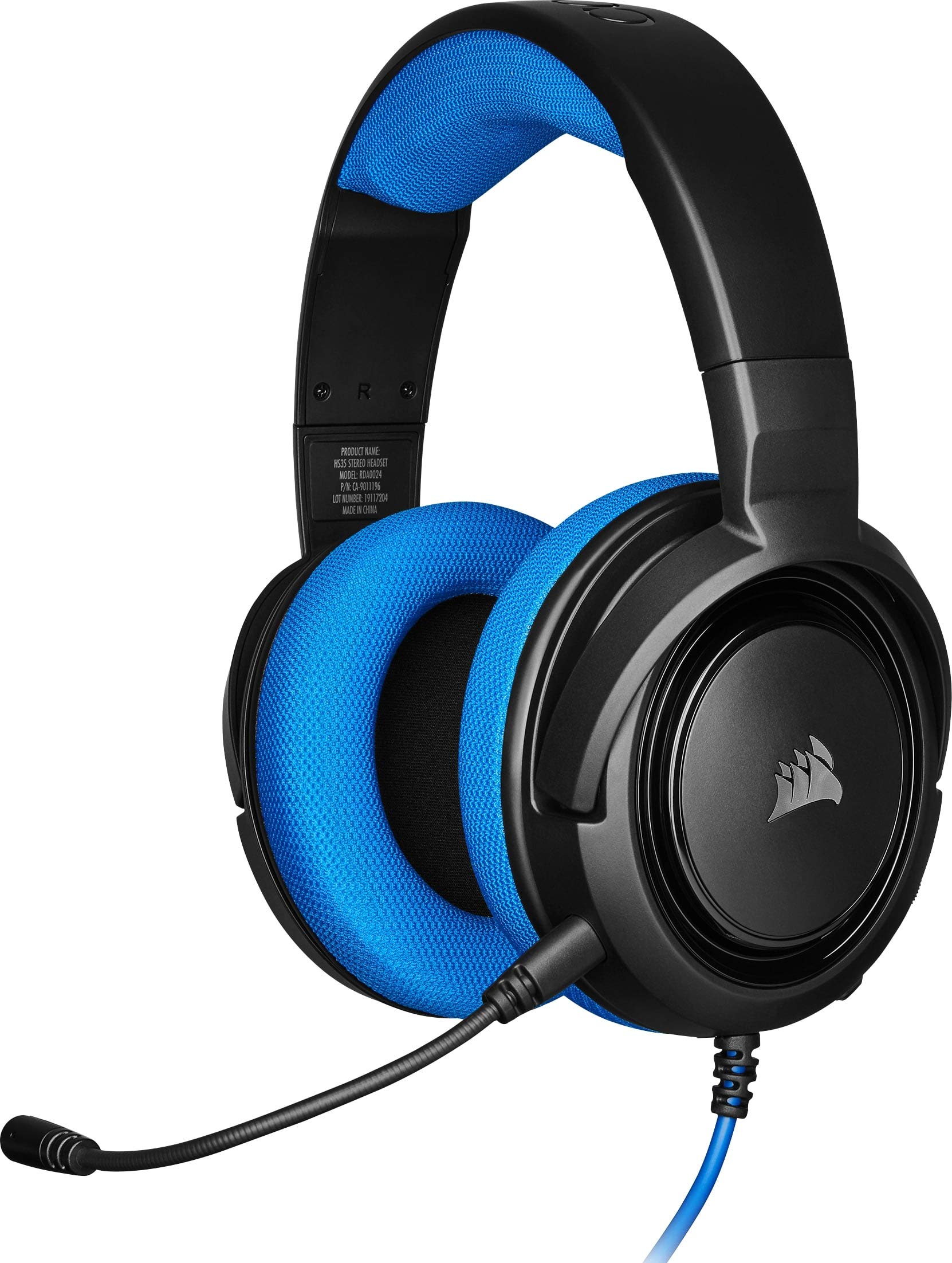 CORSAIR HS35 Casque de Jeu Filaire Stéréo Léger Multiplateforme - Microphone Unidirectionnel Détachable - Membranes en Néodyme - PC, PS5, PS4, Xbox, Nintendo Switch, Mobile - Bleu