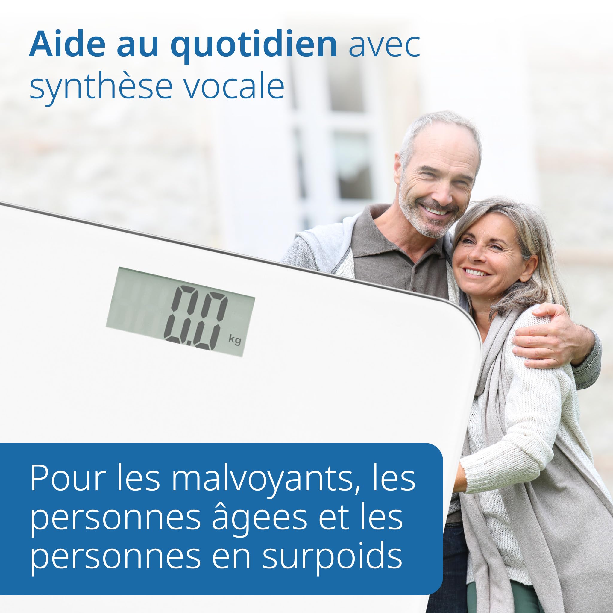 ADE Pèse-personne parlant Gina | Fonction vocale et annonce du poids jusqu'à 250 kg | 5 langues | Pèse-personne numérique en verre de sécurité