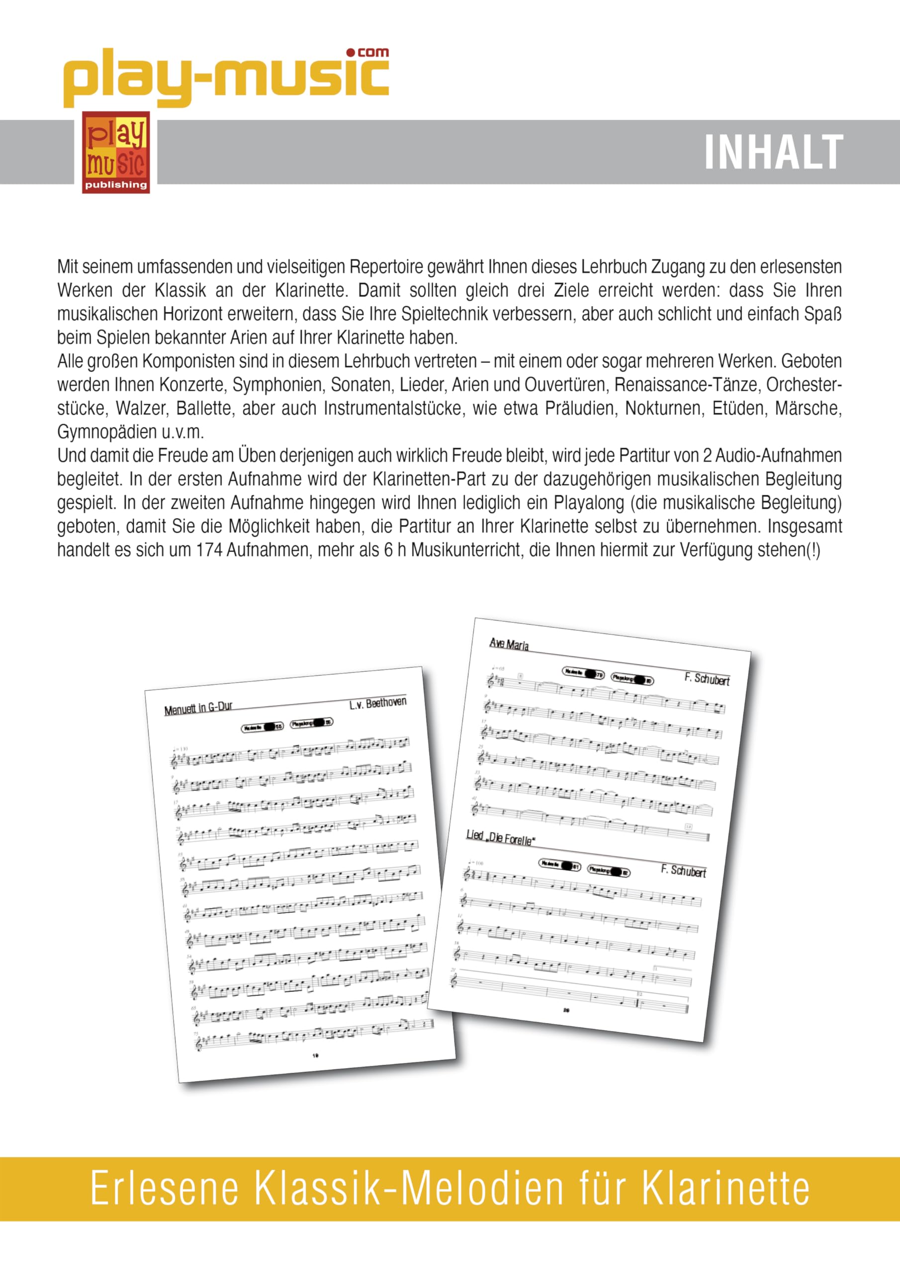 Erlesene Klassik-Melodien für Klarinette (Lehrbuch + MP3-Audios)
