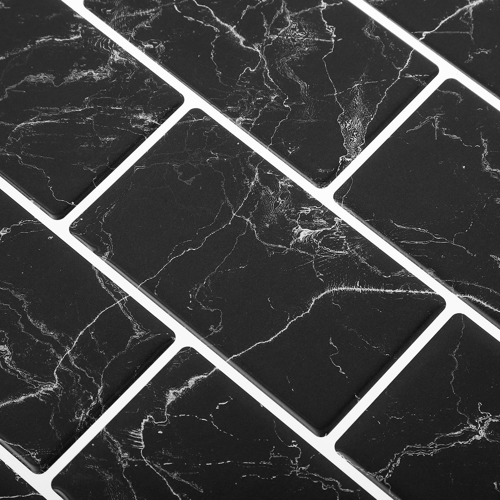 10 Pezzi Piastrelle Adesive per Cucina e Bagno 3d Effetto Mattone Nero, Impermeabili e Antimacchia in Poliuretano Adesivo Pet, Facili da Rimuovere senza Danni, per Pareti e Piani