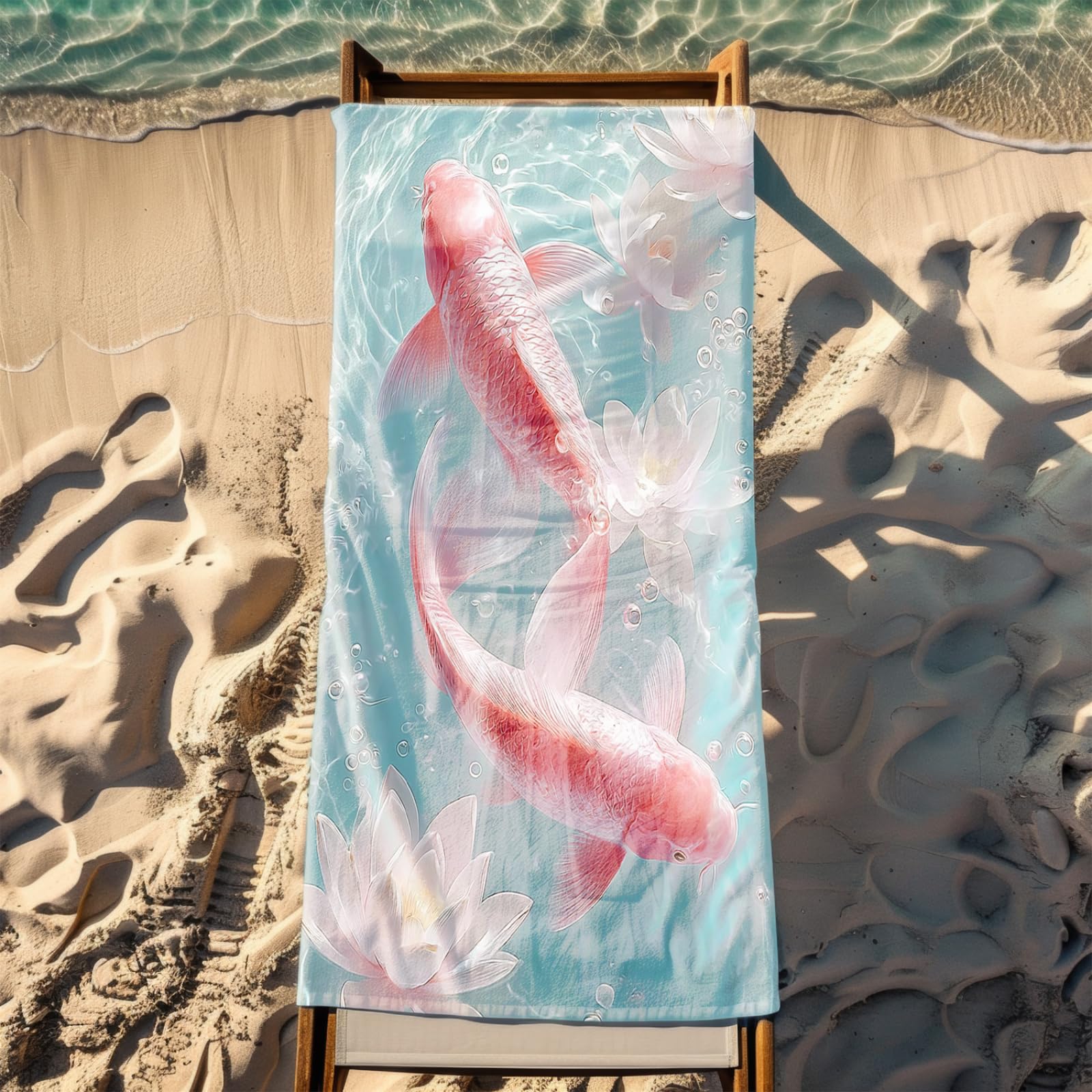 Générique Serviette Microfibre Plage Poisson Bleu Rose