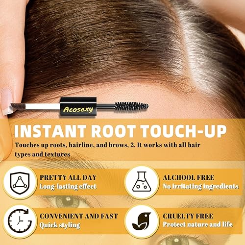 Miniatura 2 de Varita de retoque gris con brocha, cobertura rápida, rescate de retoque de raíz, rímel natural, resistente al agua, temporal, corrector gris para