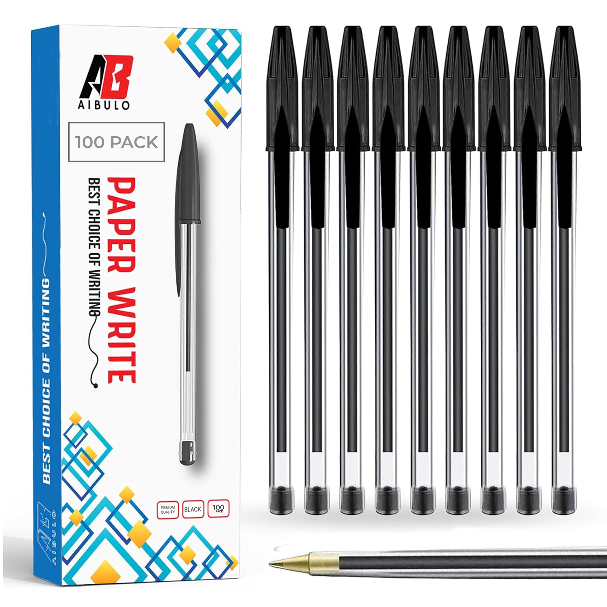 AIBULO Black Biro Ballpoint Pens – Pack of 1000 – Massive Value Pack, Smooth Writing, Durable Design, Quick-Drying Ink – Perfect for Bulk Stationery Needs in Offices, Schools, and Events
