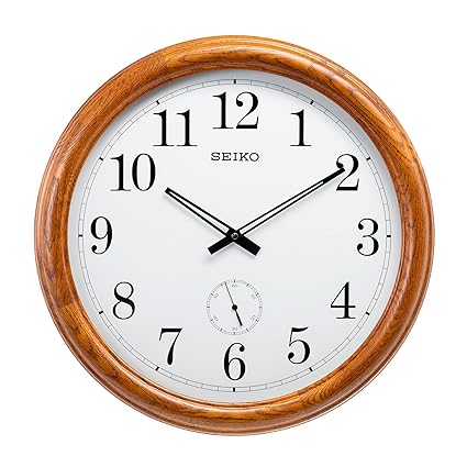 SEIKO Side Second Wall Clock Qxa155B, Brown, 50.5 cm X 50.5 cm X 6.2Cm