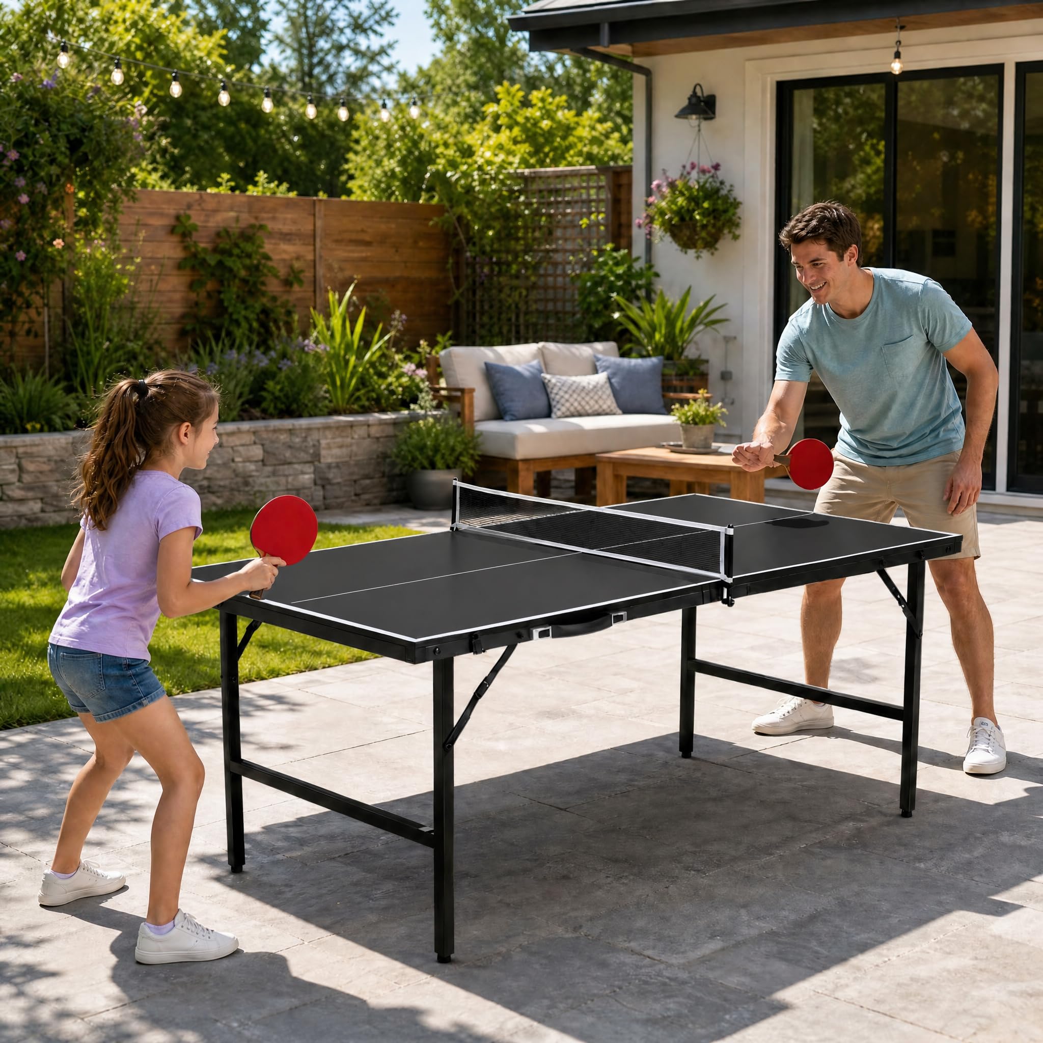 LIFEZEAL Ping Pong Tisch, Tischtennisplatte Mini aus Metall, Ping-Pong Table mit Netz, Bälle, Schläger, Klappbarer Tischtennistisch Set Indoor für Tischtennissport (Schwarz, 152,5 x 76 x 71 cm)