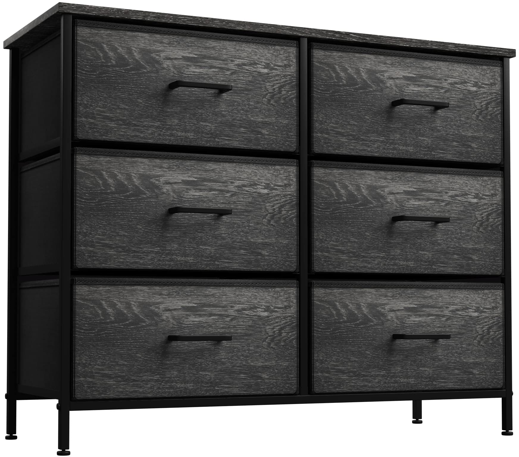 Sorbus Dresser with 6 Faux Wood Drawers - Storage Unit Organizer Chest for Clothes - Bedroom, Hallway, Living Room, Closet, & Dorm Furniture - Steel Frame, Wood Top, & Easy Pull Fabric Bins