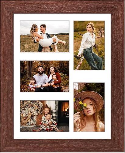 Miniatura 9 de Gaevuian Portarretratos de 8 x 16 pulgadas, marco de fotos de 3 aperturas, collage de 5 x 7 pulgadas, marco de fotos múltiples con paspartú,