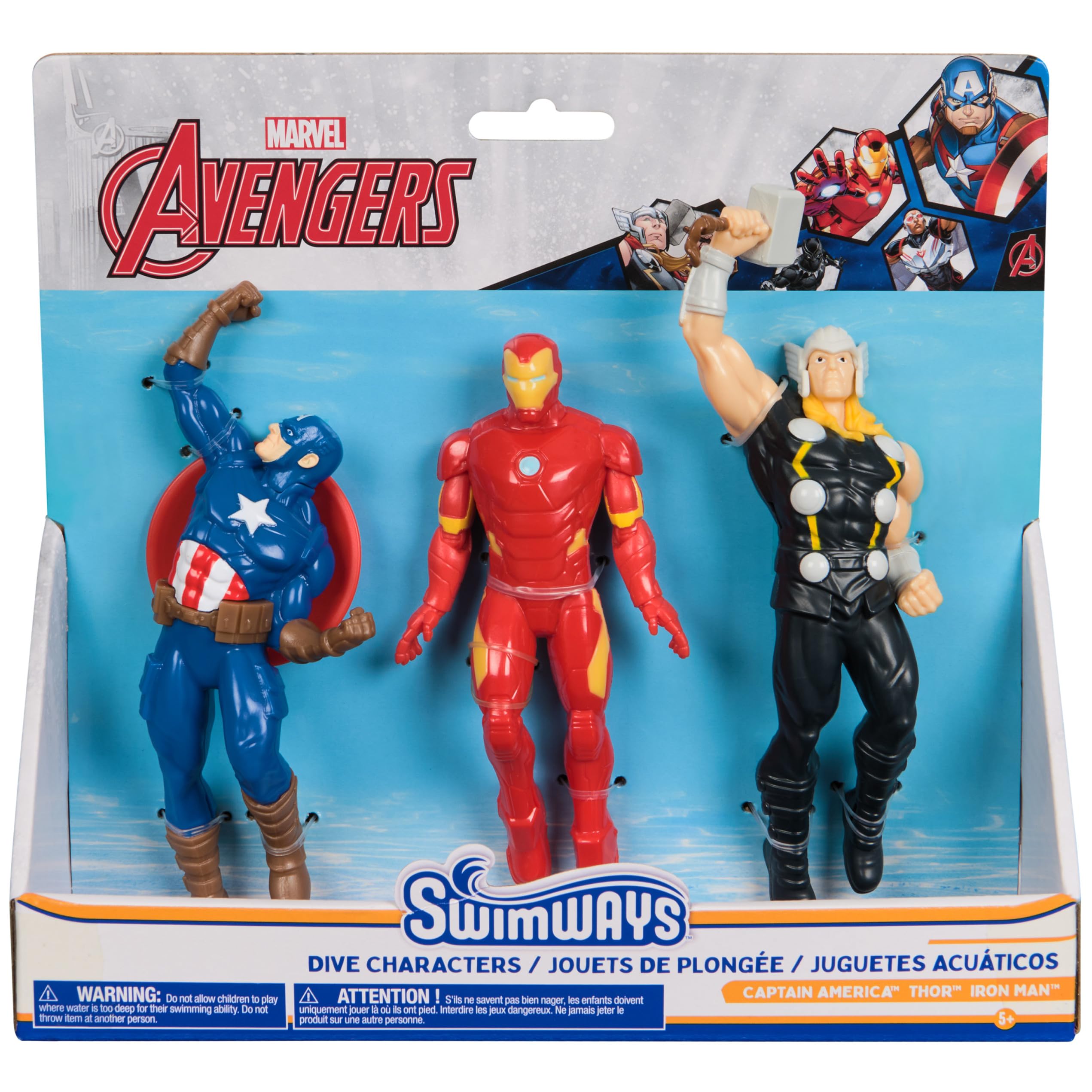 SwimWays Marvel Avengers Dive Characters 3-Pack of Pool Toys for Ages 5+