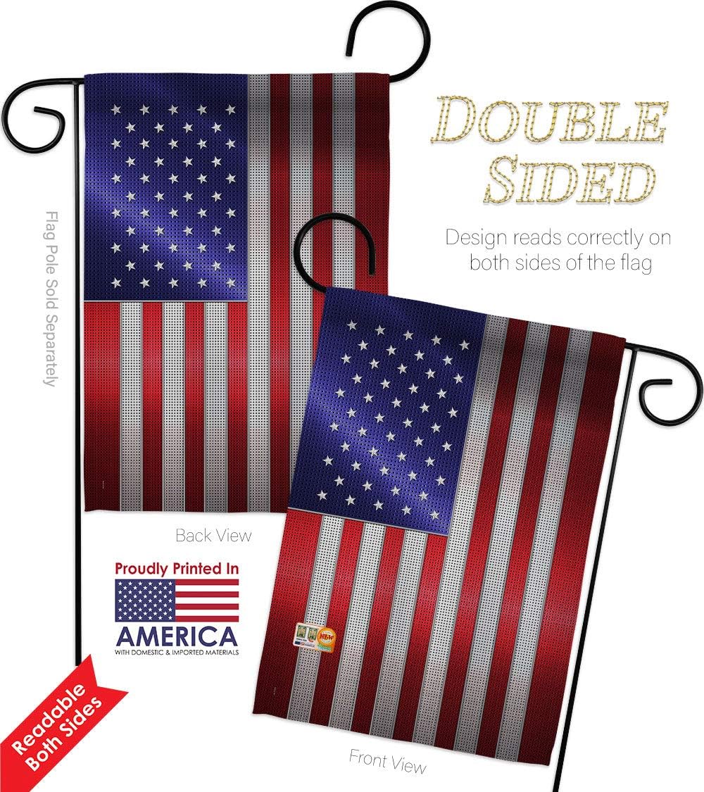 Steel Of Pride American Flag Garden Set Wall Holder Regional Nationality Nation International World Country Particular Area Small Decorative Gift Yard House Banner Double-Sided Made In USA 13 X 18.5