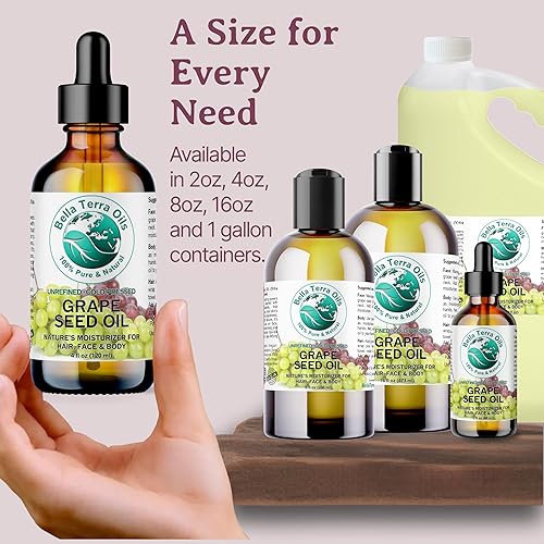 Miniatura 9 de Aceite de semilla de uva 100 puro prensado en frío hidratante natural sin hexano orgánico sin refinar para cabello de piel No comedogénico Ideal