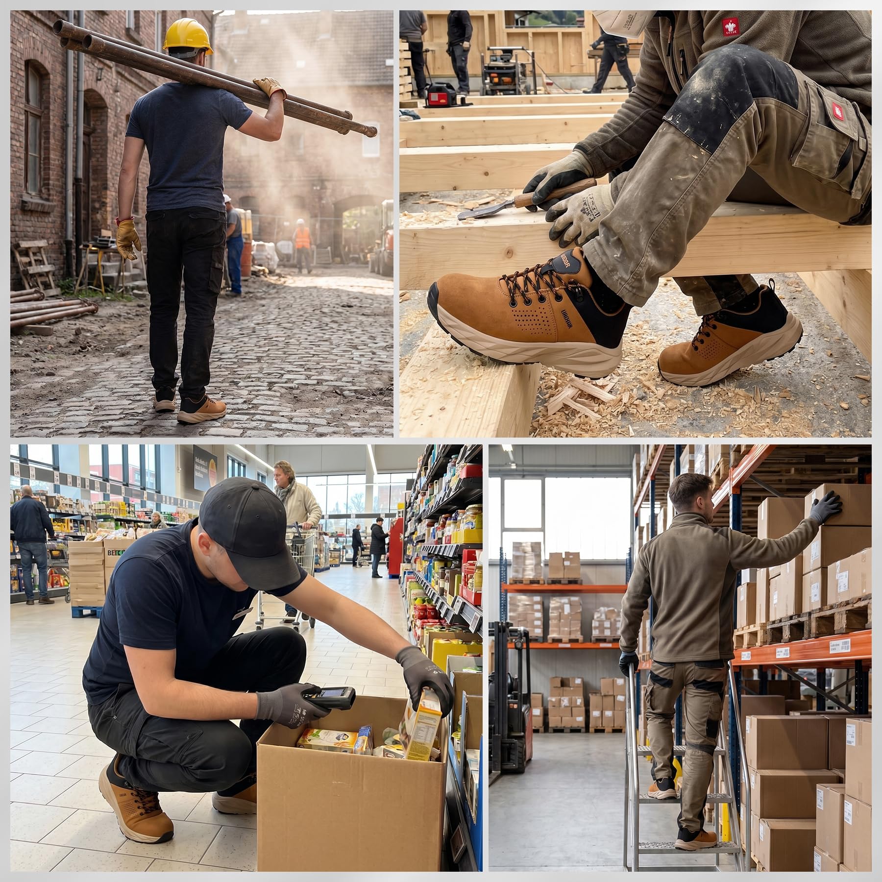LARNMERN PRO Zapatos de Seguridad Hombre de Acero Zapatos de Trabajo | Zapatillas de Trabajo Antipinchazos para Trabajo Ligeras con Suela Suave para Industria Construcción y Almacén