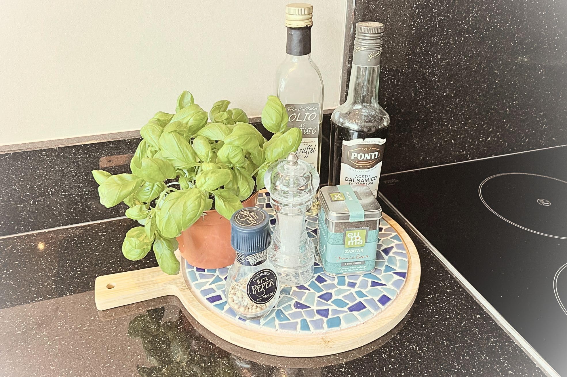 Little Creations Mosaik Bastelset Runde Servierbrett Blau | DIY set Erwachsene Mosaik Bastelset Runde Servierbrett | 39 cm lang en 30 cm breit | Vielseitige Anwendungsmöglichkeiten