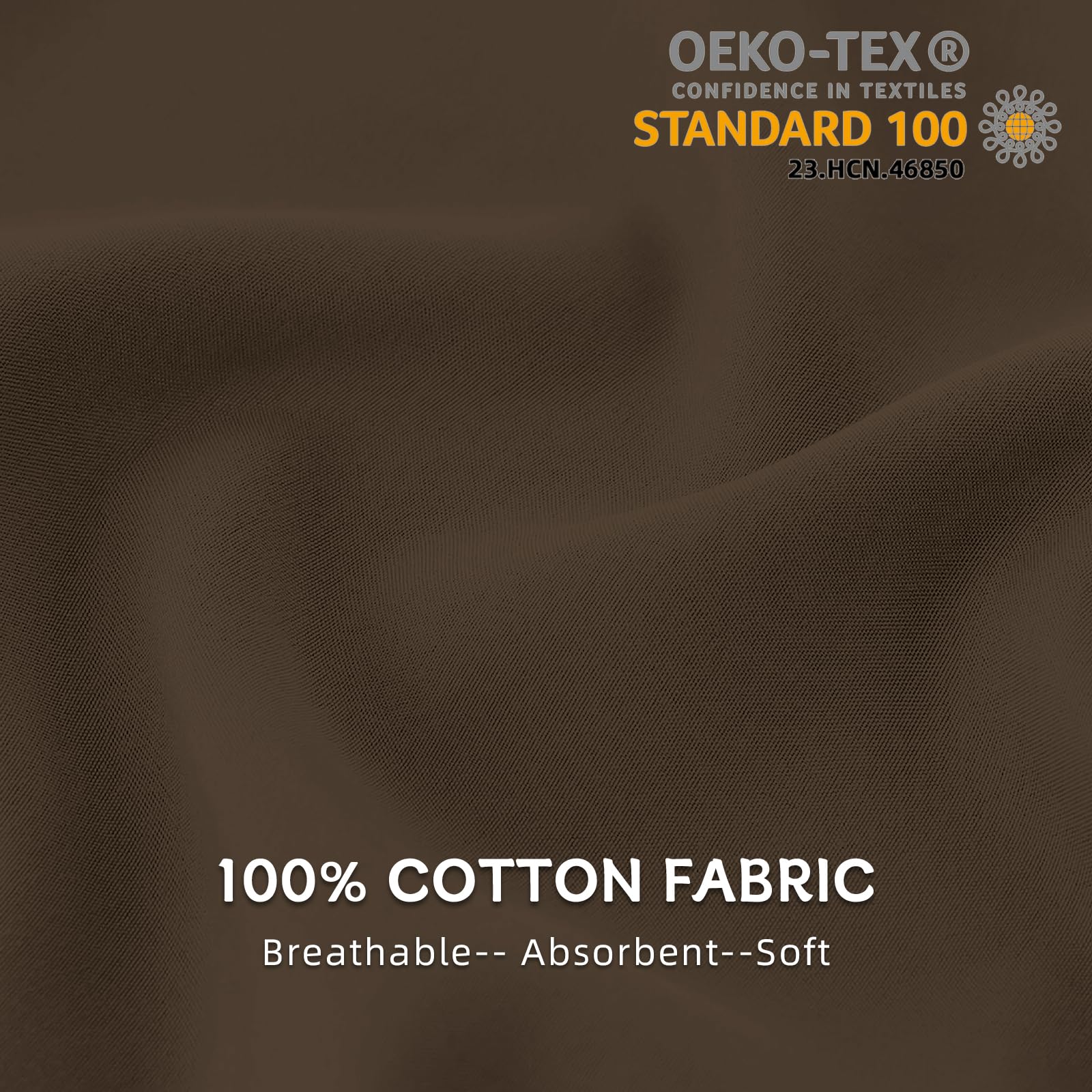 Federe Cuscini Letto Matrimoniale Cotone 50x70 cm 2 PCS, Set 2 Federe Certificato Oeko-TEX in Premium Cotone 110GSM, Morbida e Traspirante, Ipoallergenica -Marrone Chiaro