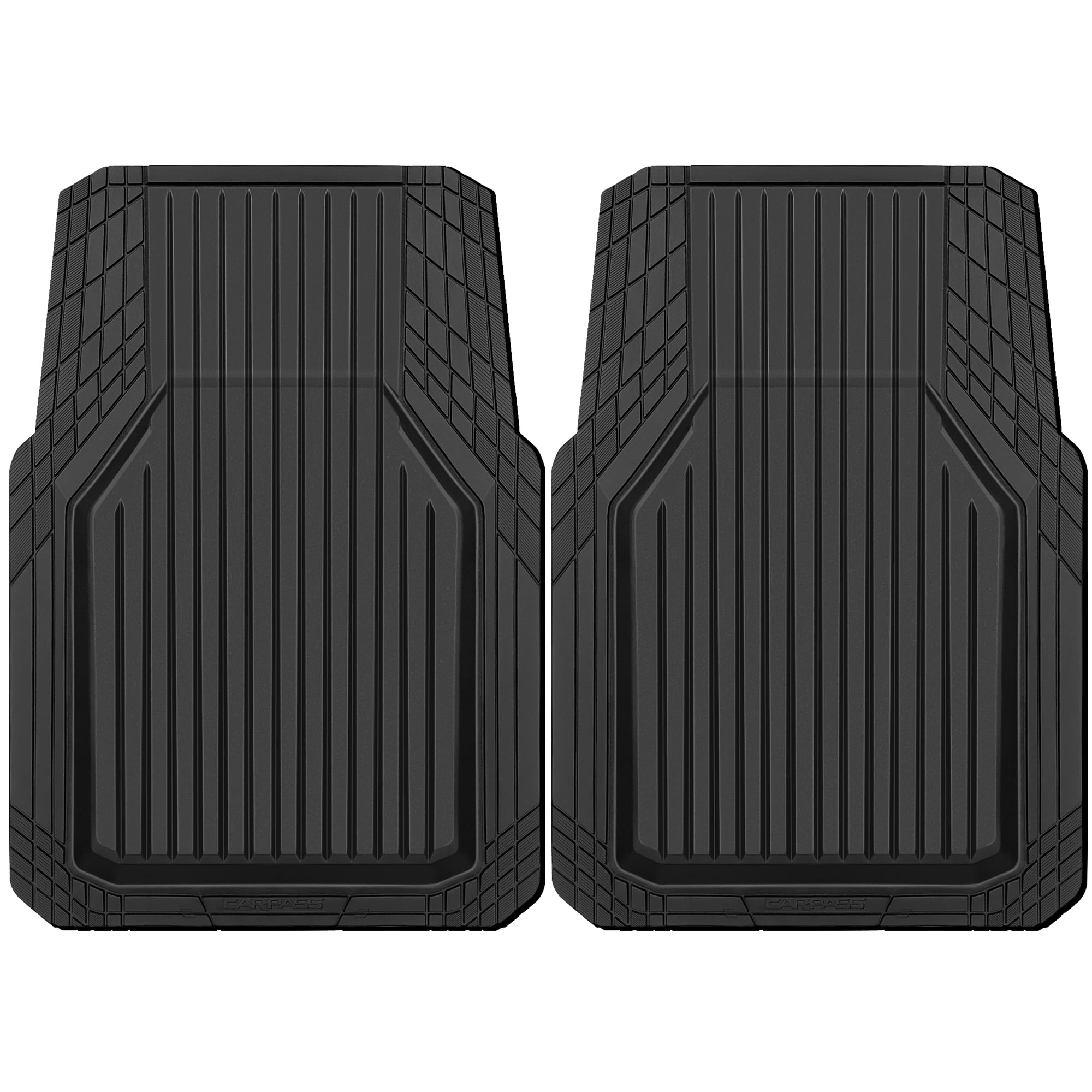CAR PASS Heavy Duty Rubber Floor Mats for Car, Waterproof Liner Deep Dish Car Mats Full Sets, Universal Trim to Fit for SUV Truck Sedans Vans, All Weather Automotive Floor Mats 3pcs, Solid Black — view 16
