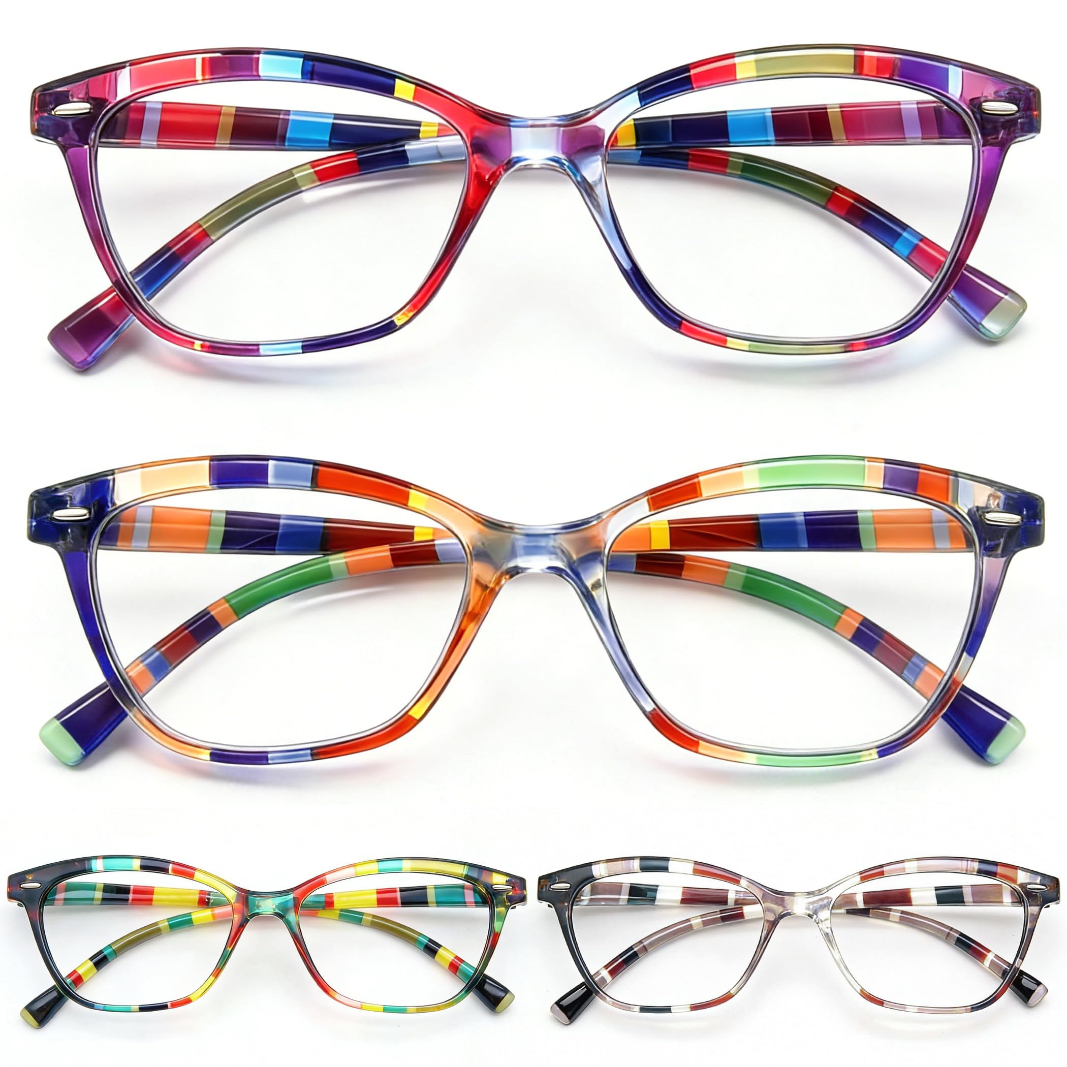 HEEYYOK 2.0 Reading Glasses Women Small Face 4-Pack Colorful Reader