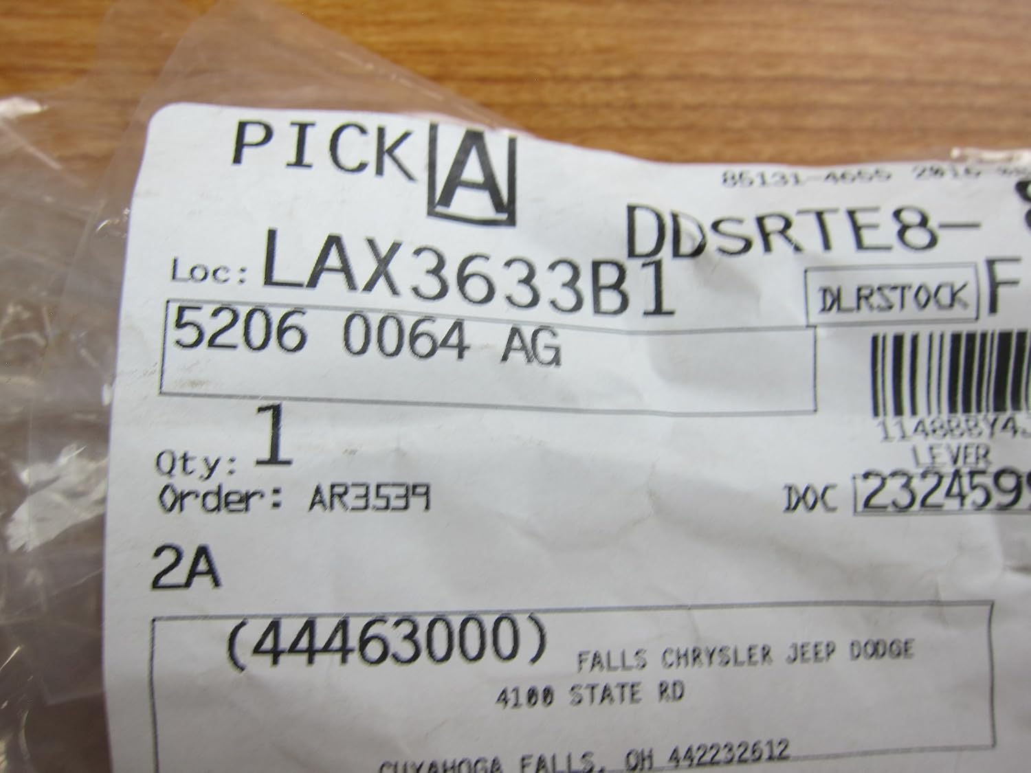 Chrysler Jeep Wrangler Gearshift Lever Arm Mopar OEM 52060064AG
