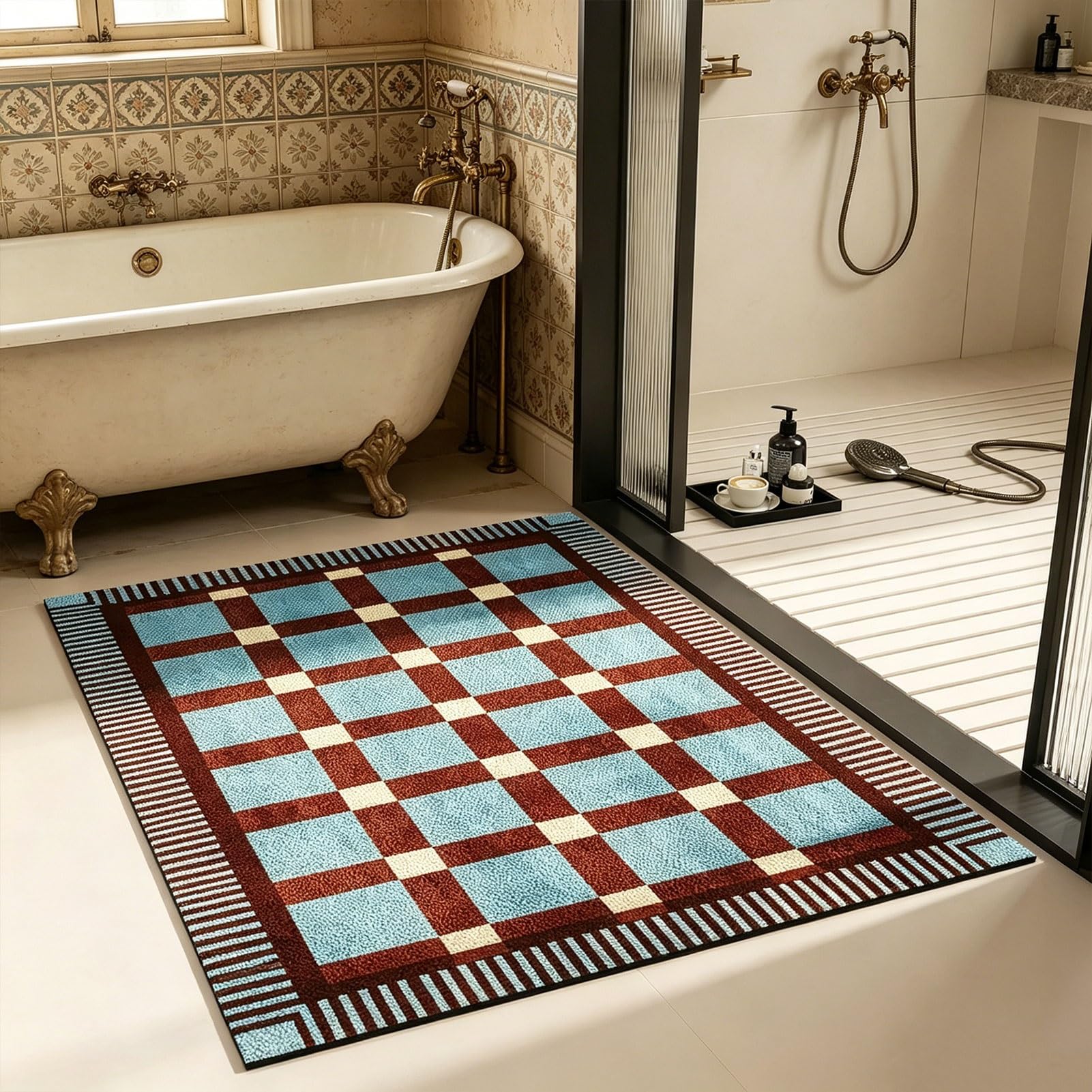 Tappeto da Bagno Morbido e Assorbente, Lavabile, Antiscivolo, Ideale per la Decorazione di Pavimenti di cucine, Ingresso, corridoio, Doccia, Vasca, lavandino e Cucina (40x60 cm).