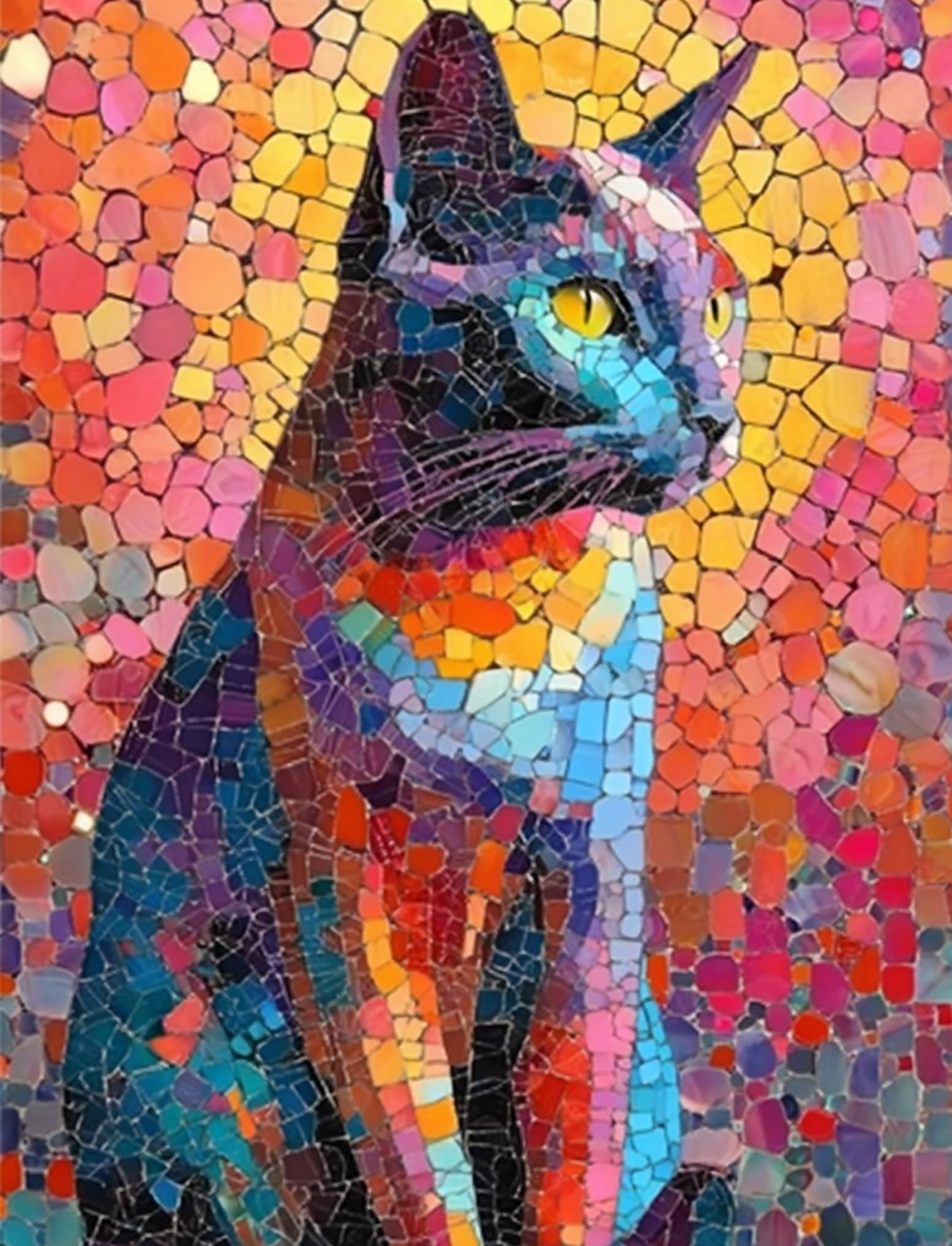 WANGWANGMIAO Paint by Numbers for Adult,Colorful Cats DIY Canvas Oil Painting Kit for with Paintbrushes Acrylic Pigment Drawing Paintwork 16x20inch，with Frame