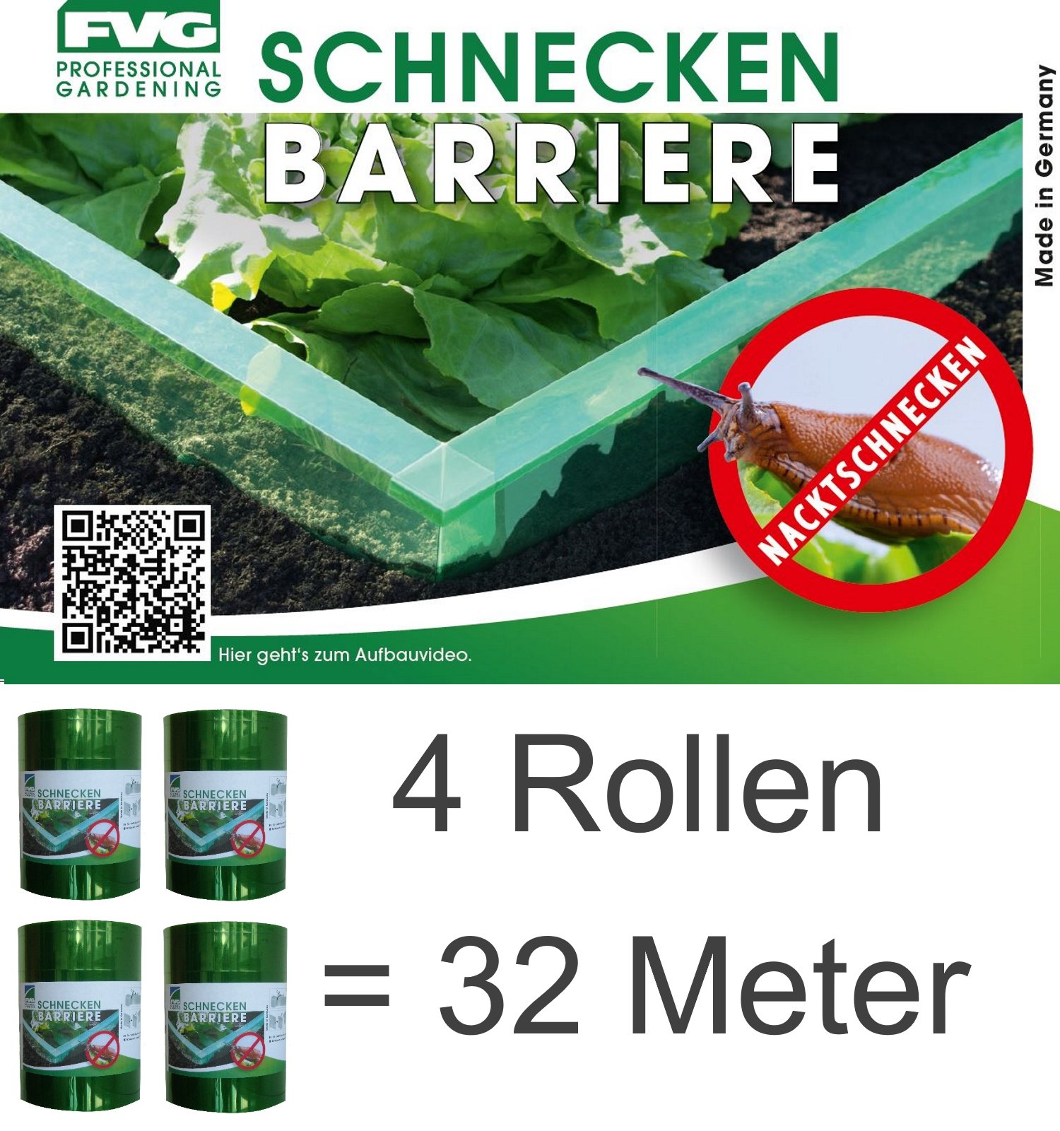 EXCOLO 32 m Schnecken-Barriere 4 Rollen je 8 m Schneckenschutz Schneckenzaun Schneckensperre Schneckenstopp Schneckenabwehr Schneckenschutzzaun für Salat Gemüse Beete giftfrei PET-Folie