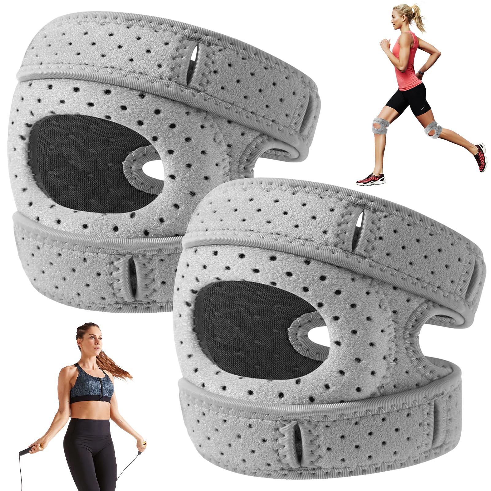 2 Piezas Rodillera Deportiva Ajustable, Rodilleras Transpirable y Antideslizante Hombre y Mujer, Rodilleras Menisco y Ligamento, Entrenamiento Rodilleras para Deportistas, Correr, Bicicleta, Baile