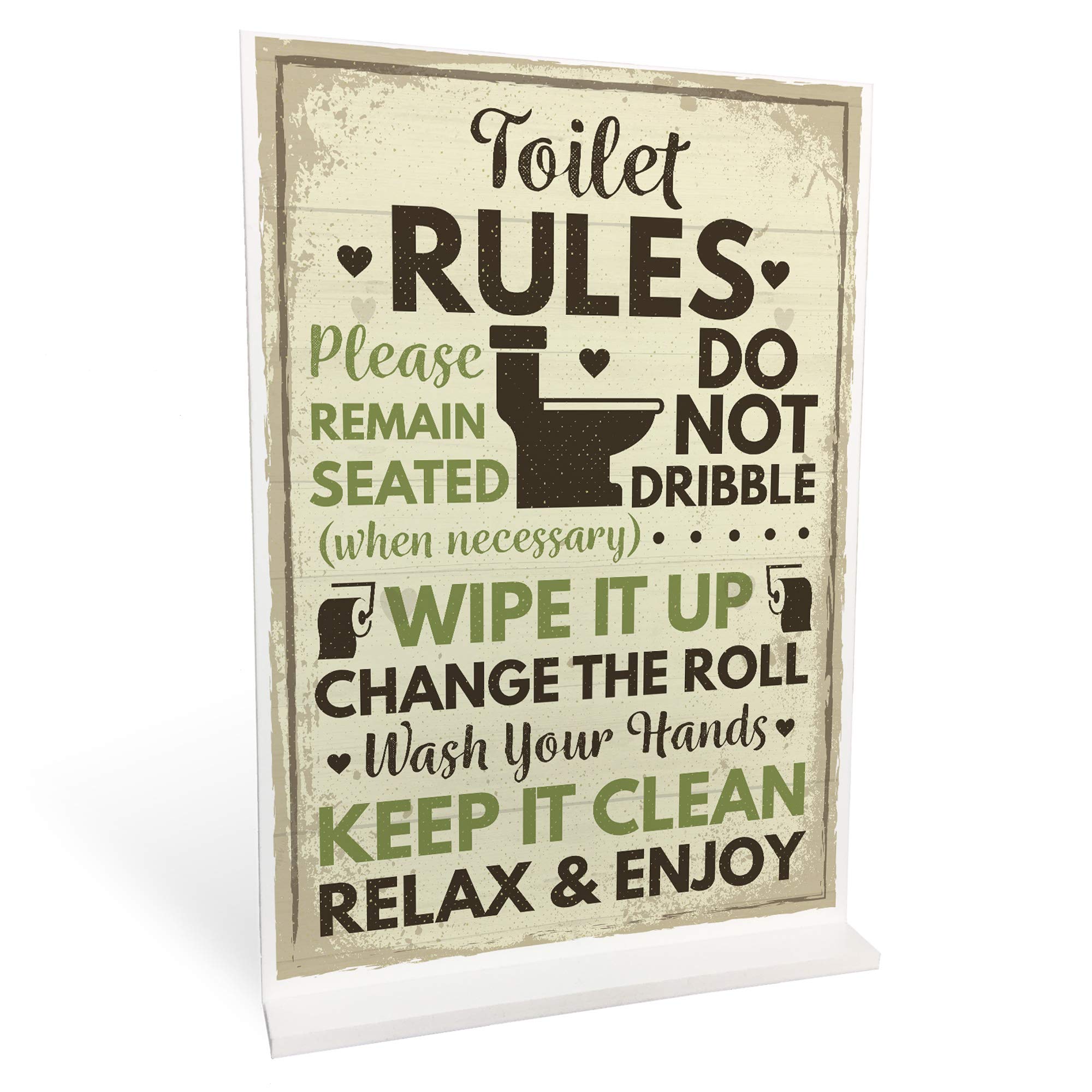 Red Ocean Toilet Sign Shabby Chic Standing Plaque Sign For Toilet Bathroom Loo Funny Home Decor Sign