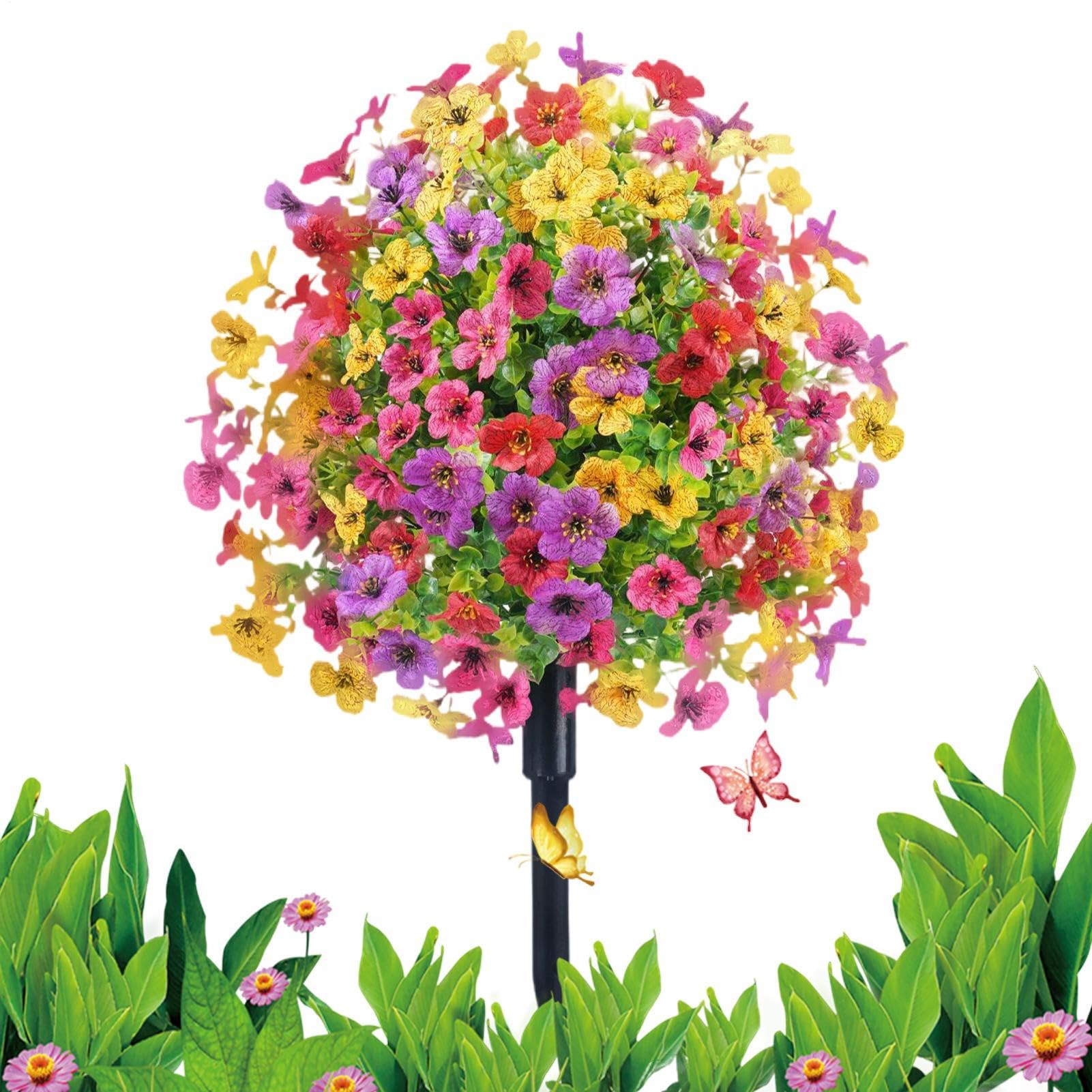 Bouquet artificiel d'extérieur violet 61 cm avec piquet de sol