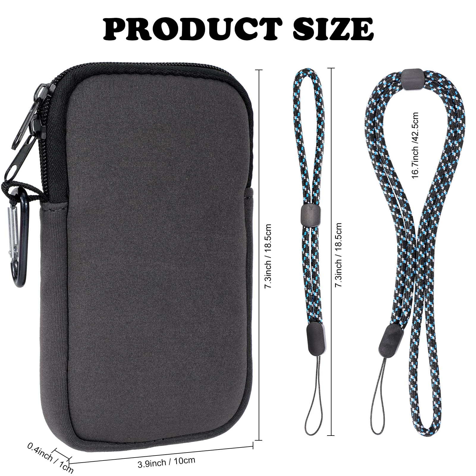 Chaussette De Téléphone En Néoprène Avec Mousqueton Et Sangles, Sac Universel Pour Smartphone, étui Compact Pour Voyage, Randonnée, Absorption Des Chocs Jusqu'à 17,8 Cm, Cadeau Pour Homme Et Femme