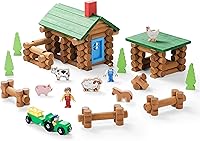 Vista 1 de SainSmart Jr. Juego de cabaña de troncos de madera para granja, juguete de casa de construcción para niños pequeños, 122 piezas Kit de construcción