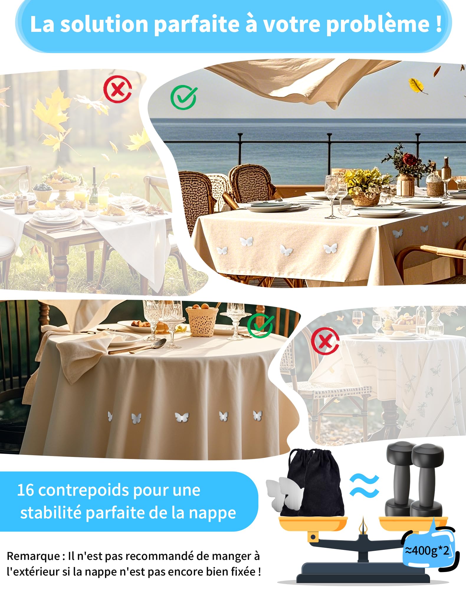 Poids de Nappe Magnétique Acier Inoxydable 53g 8 Pièces Exterieur