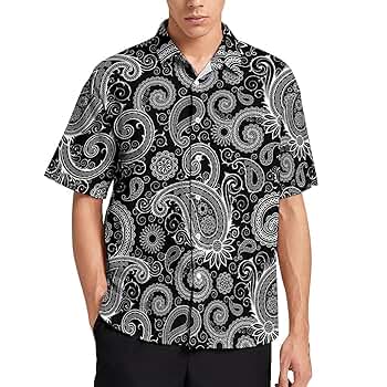Amazon.com : Black and White Paisley Pattern Mens Short