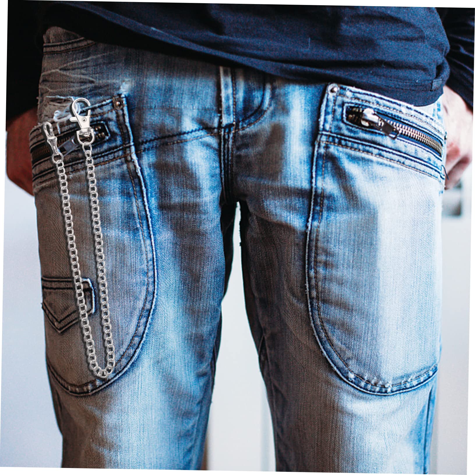 GALPADA 3Pcs Orologio Tasca Catena Pantaloni Per Gli Uomini Orologio Tasca Per Le Donne Canotte Per Gli Uomini Pacchetto Biker Catena Della Maglia Catena Con T Bar Decorazione In