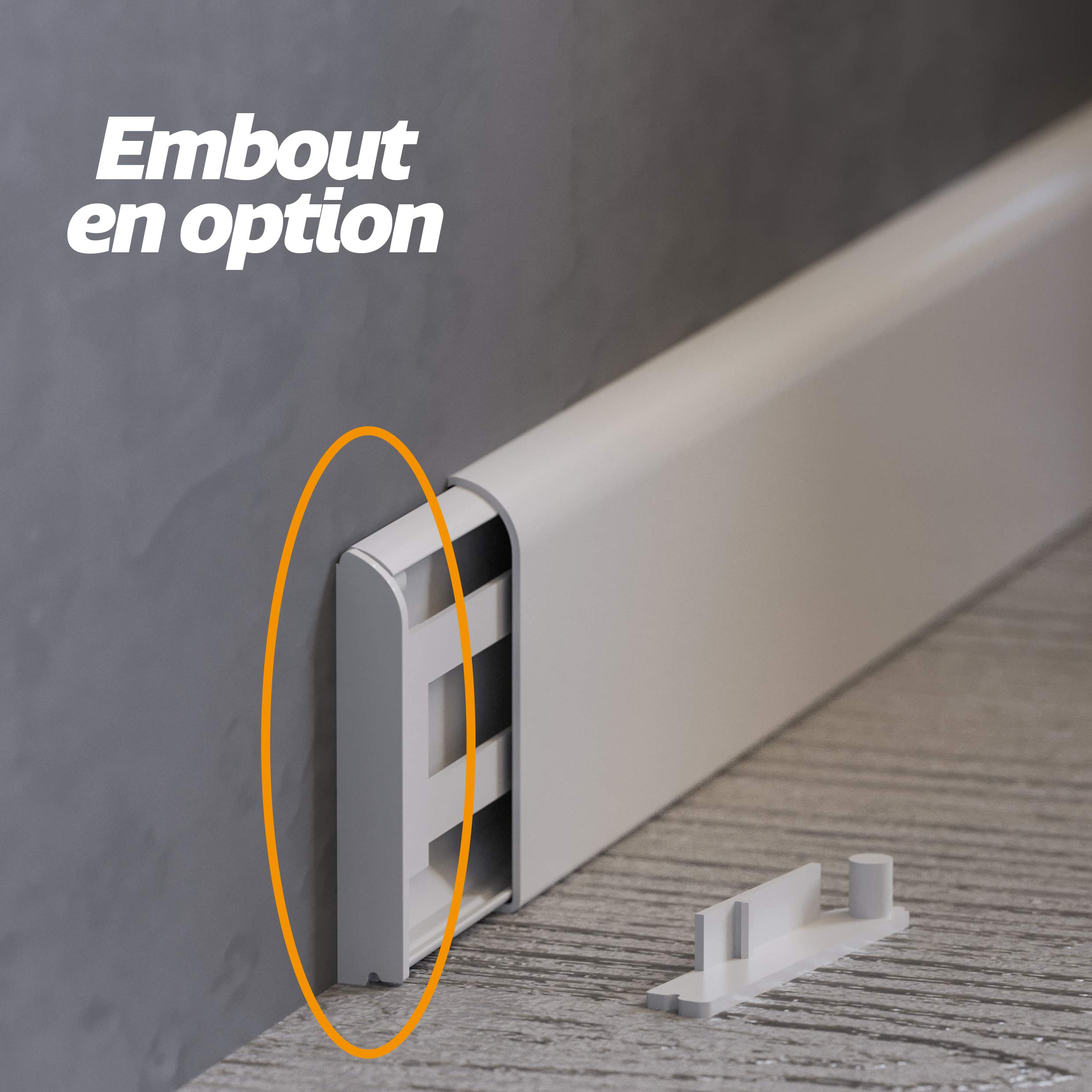 Mon Marché Déco - Plinthe PVC Creuse Passe Câble - Lot de 5 - Long.1m x Haut. 80mm x Ep.15mm (Blanc)
