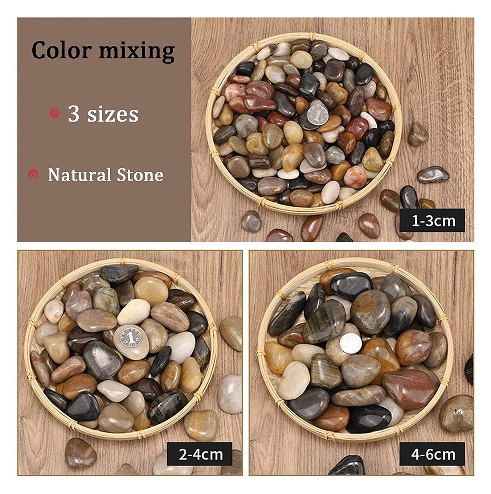 Decorative River Rocks Bonsai Giardino Giardino ciottoli decorativi ciottoli di ghiaia decorativi for piante 2-4cm 2,5 kg Pietre lucidate naturali for il corridoio del prato del patio del giardino. gi