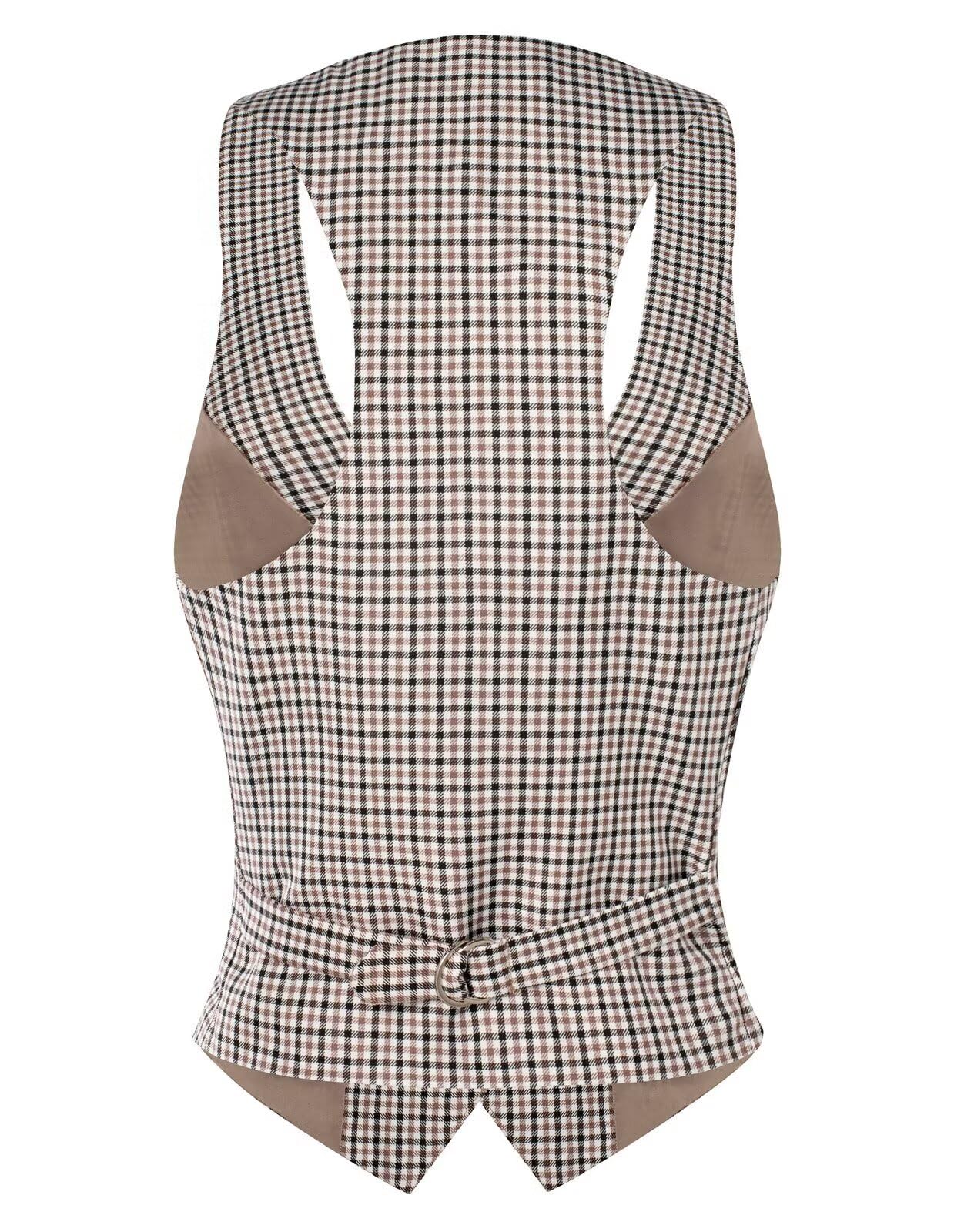 GRACE KARIN Women's Suit Vest Top, Dressy Casual Sleeveless Button Wasitcoat, Fromal Steampunk Blazer For Work Office: Large Coffee White