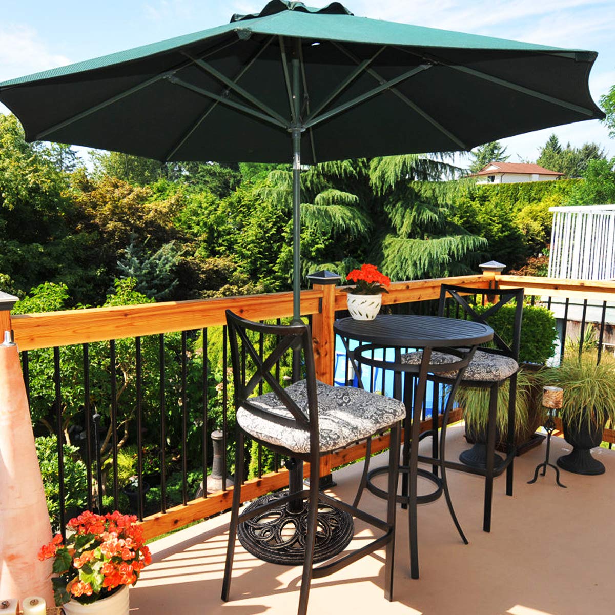 COSTWAY Pied de Parasol Rond en Fonte pour Mât ∅38-48mm