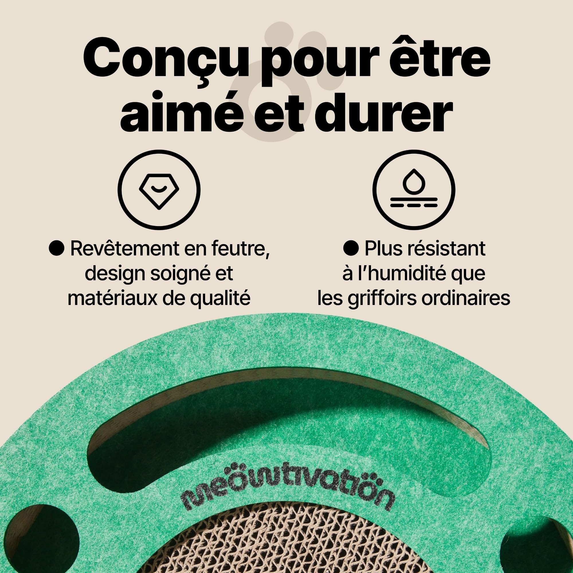 Griffoir pour Chat avec Piste à balles à grelot – Jouet pour Chats interactif, Tapis à griffer en Carton ondulé avec Herbe à Chat, Planche à griffer, Accessoires pour Chats (Orange)