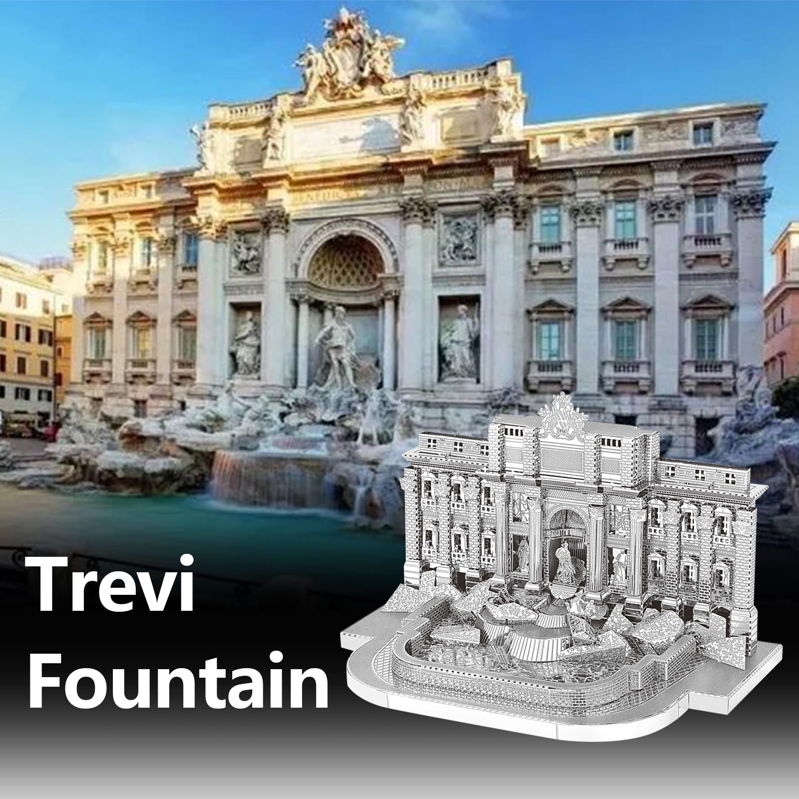 Larcele Kit Puzzle Métal 3D Trevi Fountain dès 14 Ans JSPT-01