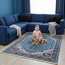 Soft Silk Carpet - Premium Kashmiri Rug for Modern Living Room | Luxurious, Non-Shedding & Easy Maintenance Carpet 5x7 feet Classic Blue Color