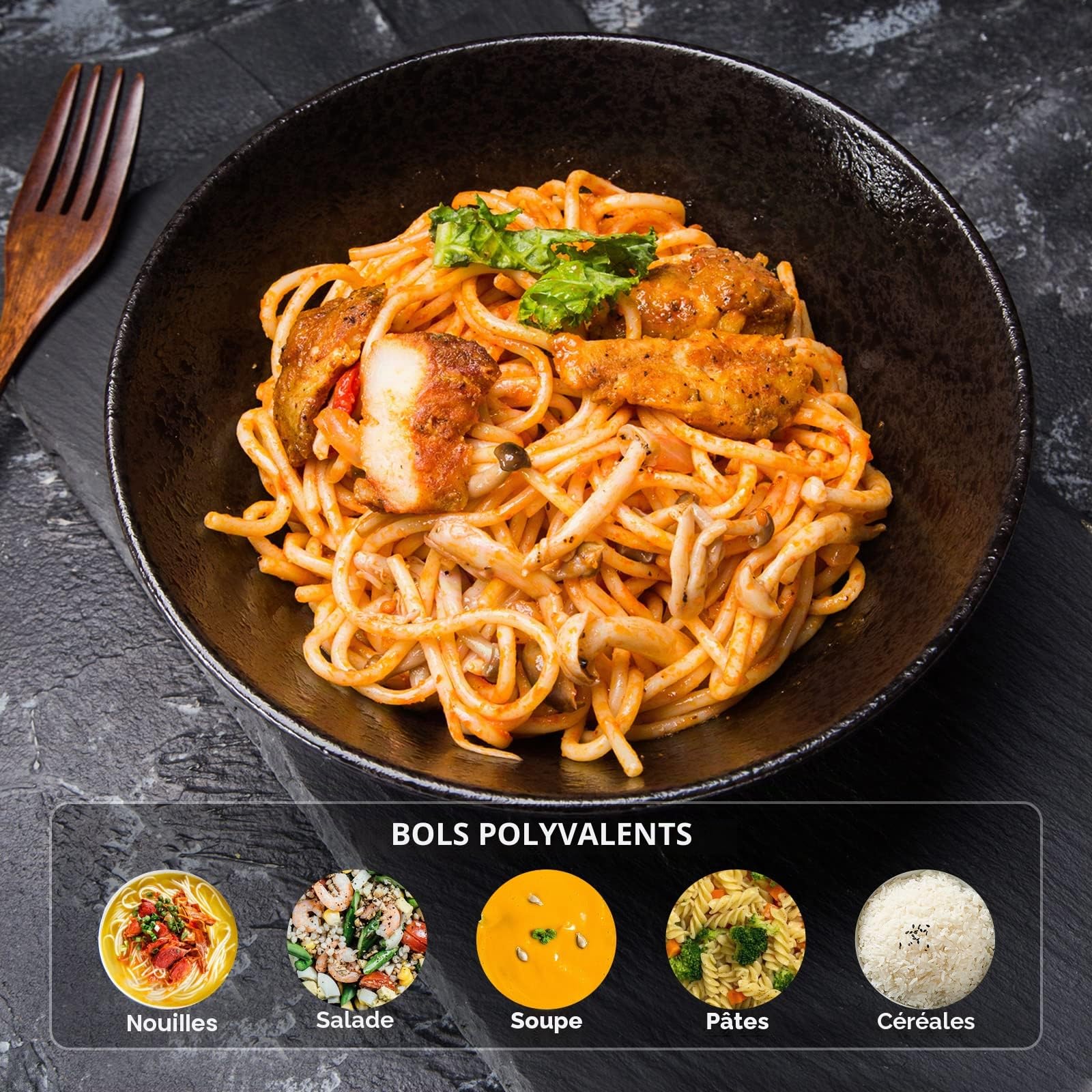 Ensemble de bols à ramen en porcelaine, pour la soupe, le Pho, l'Udon, la salade, les pâtes, les céréales et le mélange de fruits, cadeau fait à la main de style japonais